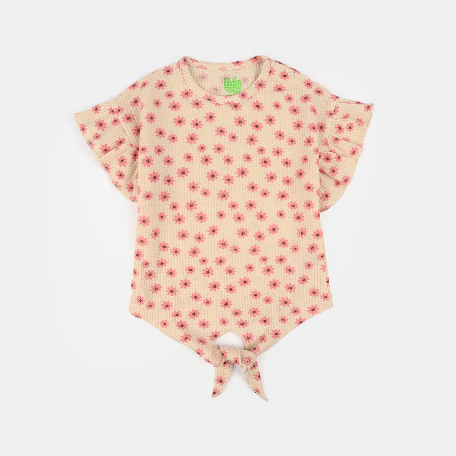 Infant Girls Waffle Suit (Flora) - Peach - Image 2