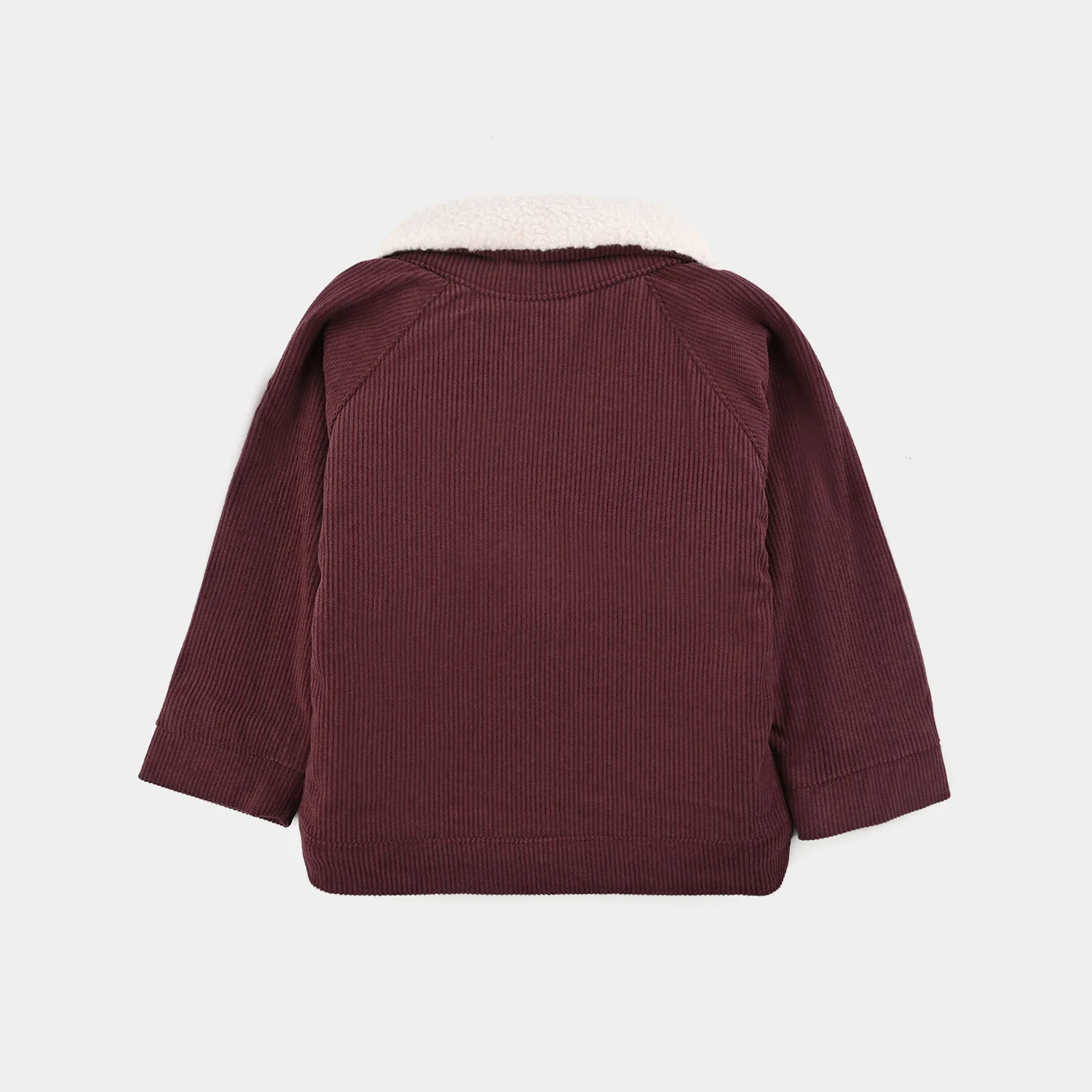 Infant Girls Corduroy Woven Jacket Raglan Sherpa - Maroon - Image 4