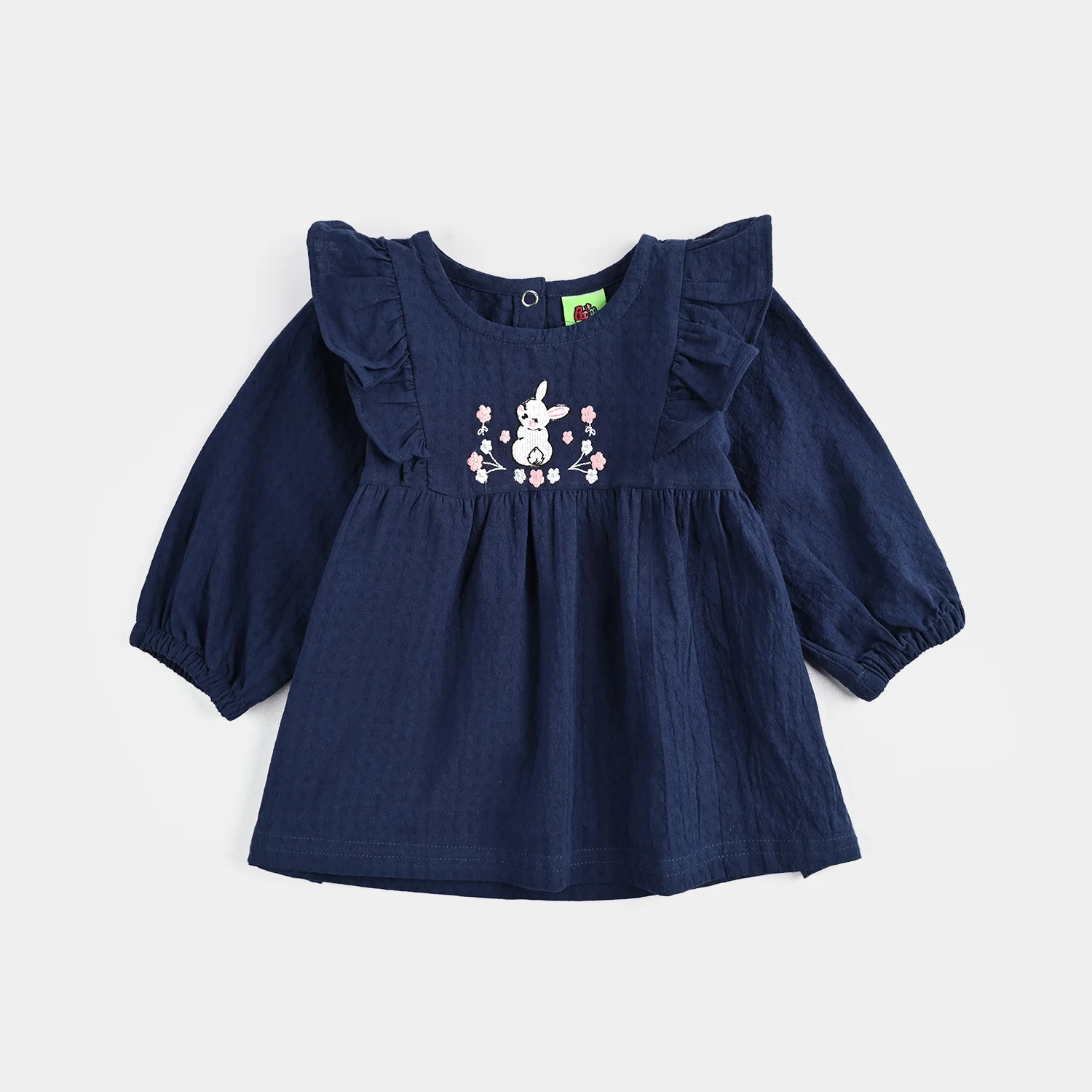Infant Girls Cotton 2 Pc Suit - Navy - Image 2
