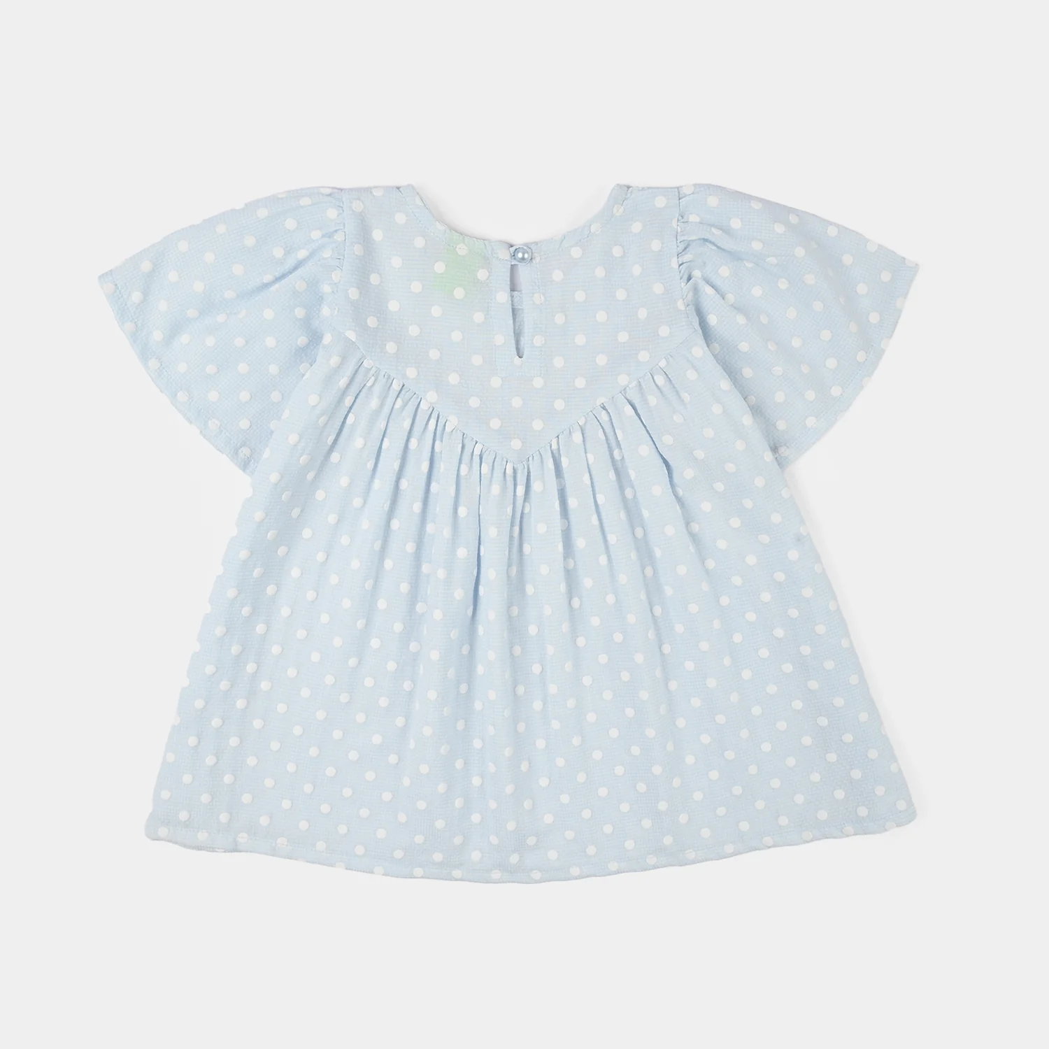 Infant Girls Cotton Casual Frock - Blue - Image 3