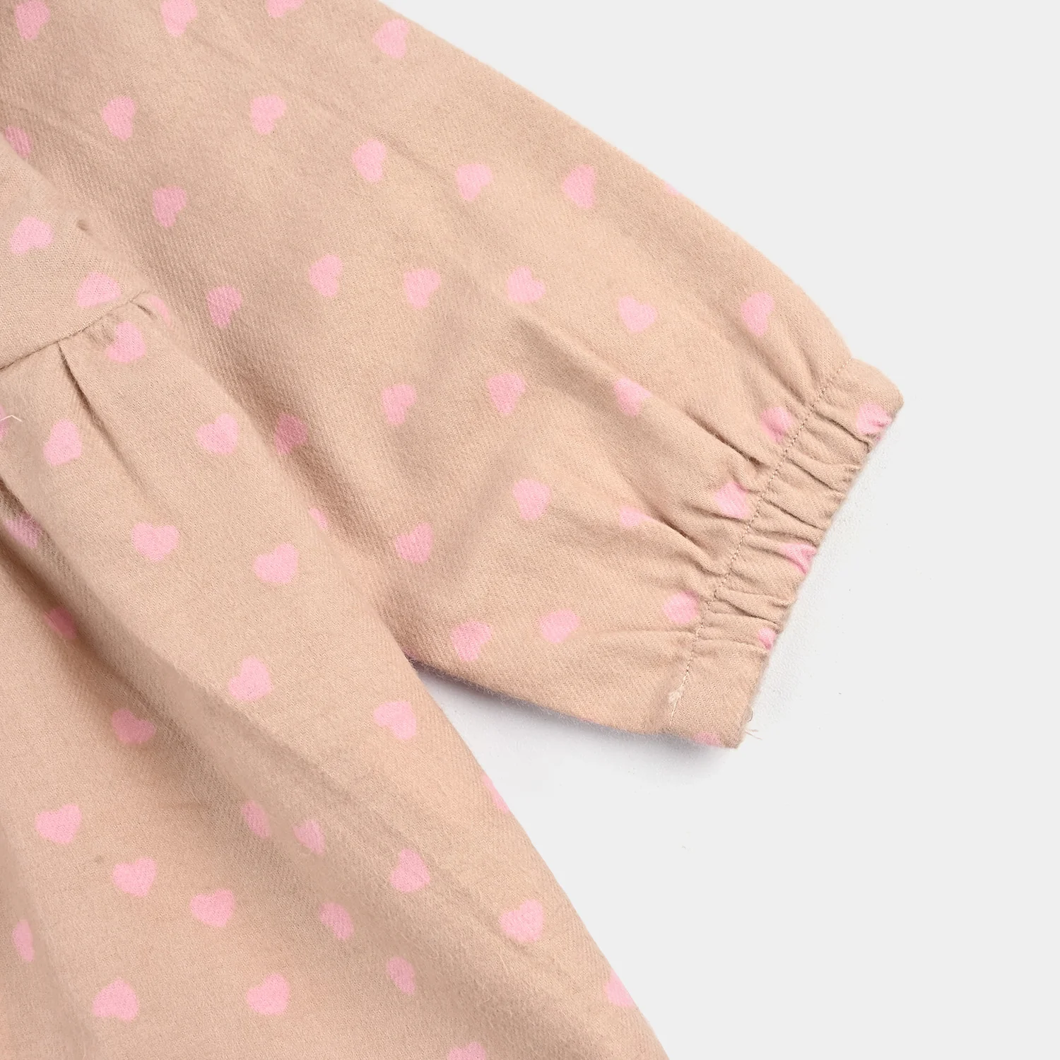 Infant Girls Cotton Casual Frock Pink Heart - BEIGE - Image 3