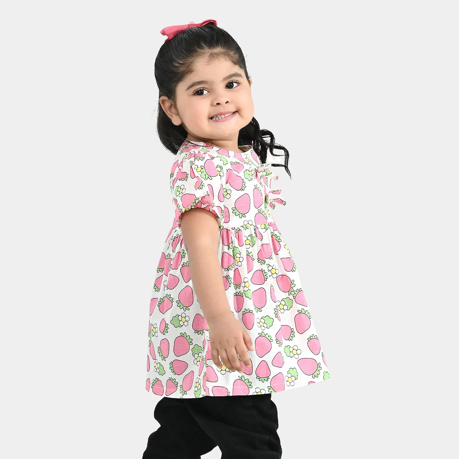 Infant Girls Cotton Casual Frock (Strawberry) - Multi - Image 4