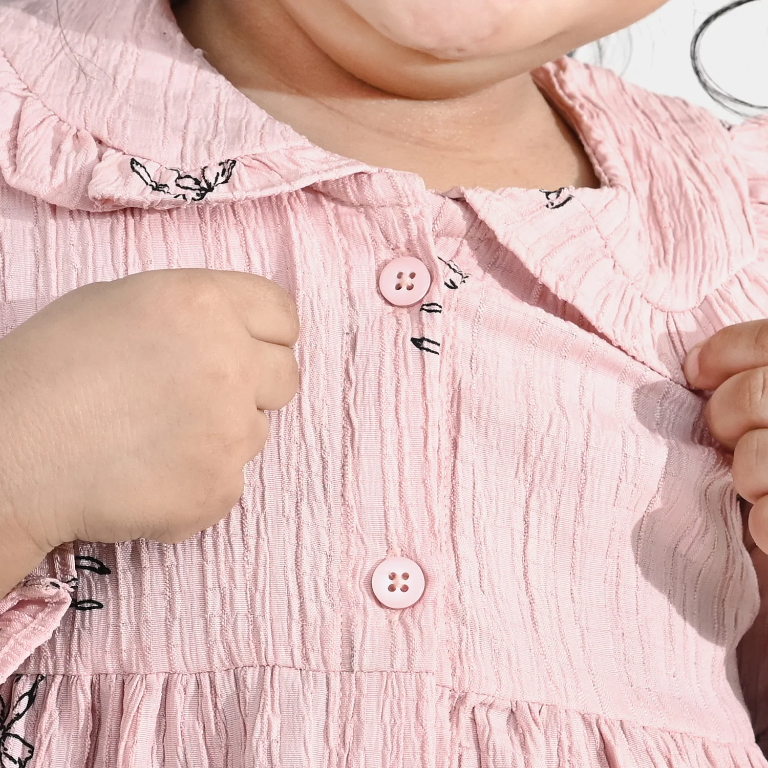Infant Girls Cotton Casual Top (Bow) - Light Pink - Image 3