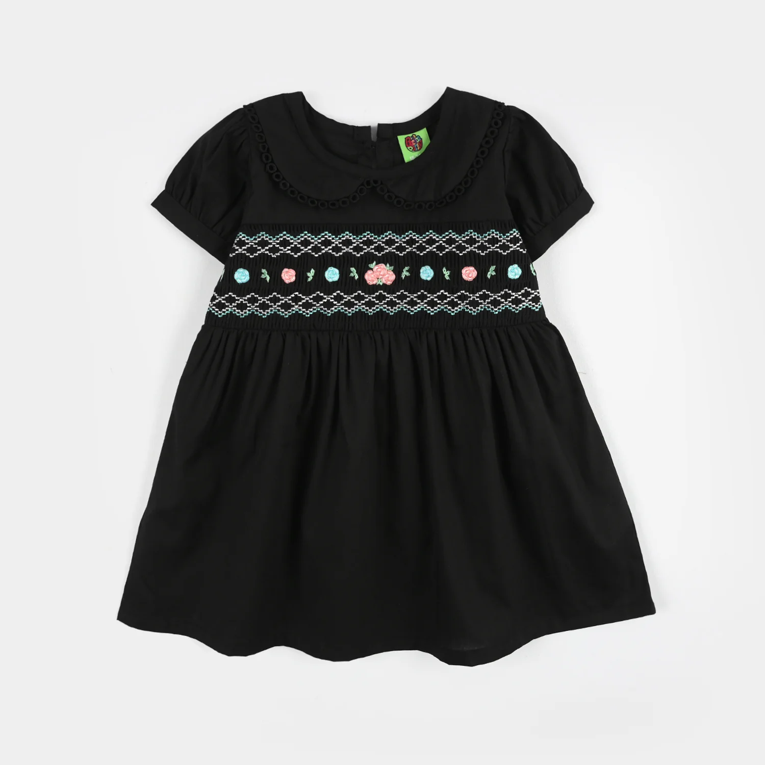 Infant Girls Cotton Frock (Banana) - Black