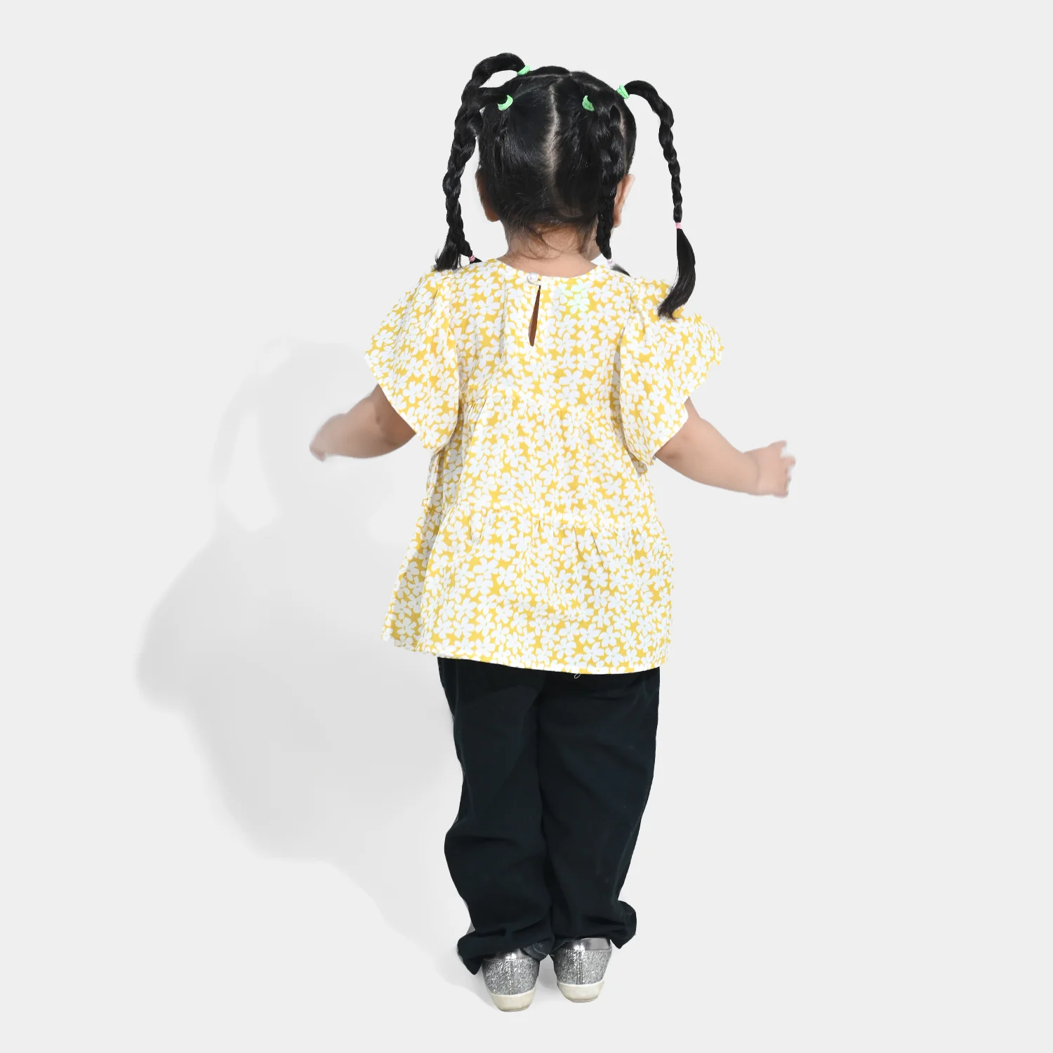 Infant Girls Cotton Casual Frock Frill - Yellow - Image 3