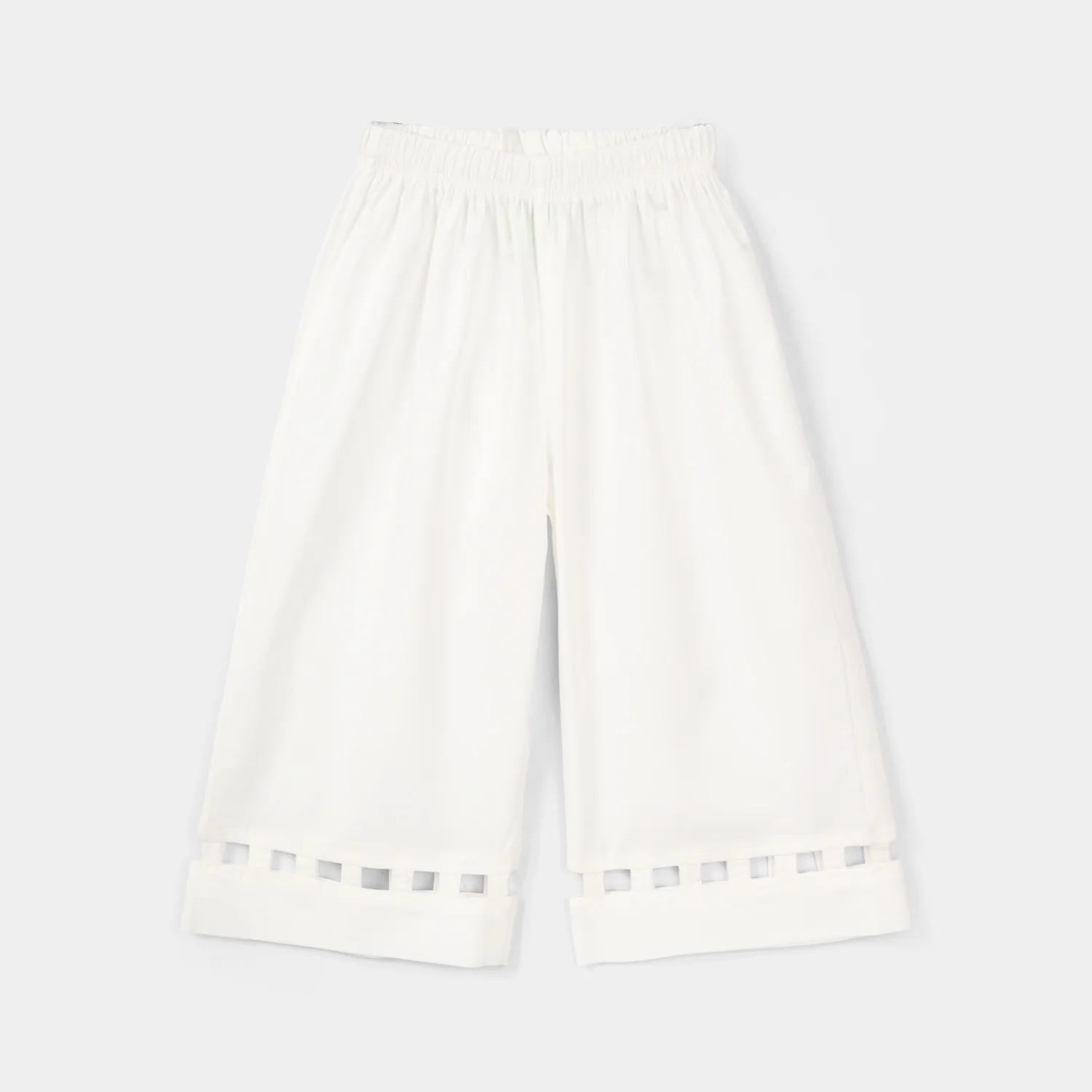 Infant Girls Cotton Culotte Pant Box (White)