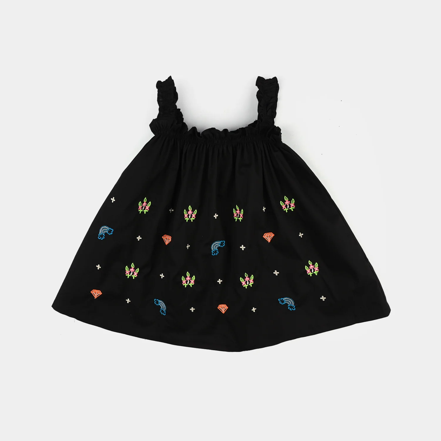 Infant Girls Cotton Embroidered 2-Piece Set (Juuhar) - Black - Image 2