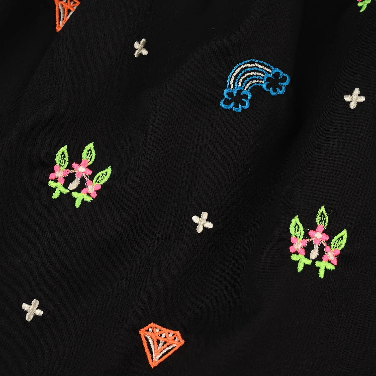 Infant Girls Cotton Embroidered 2-Piece Set (Juuhar) - Black - Image 4