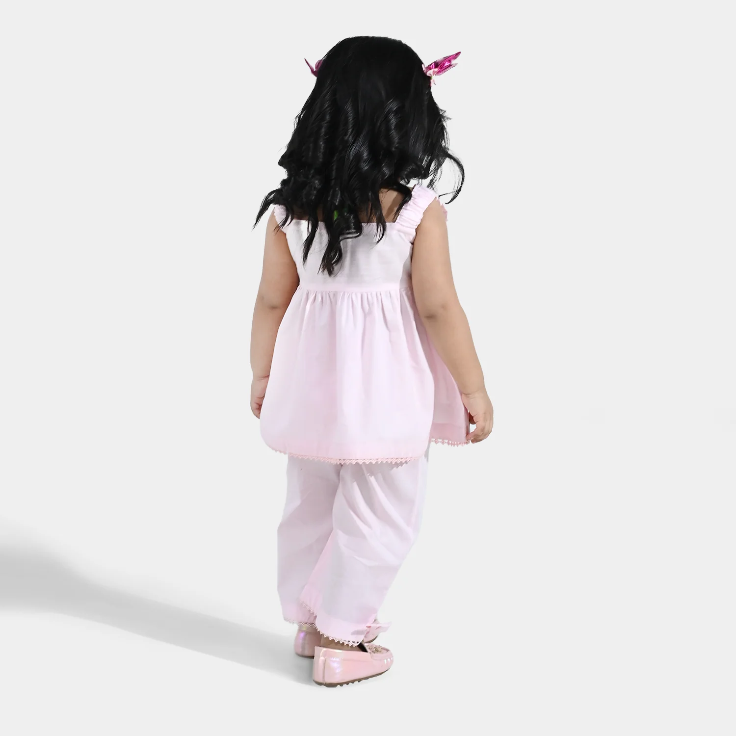 Infant Girls Cotton Embroidered 2Pcs (Mehka Gul) - Baby Pink - Image 7