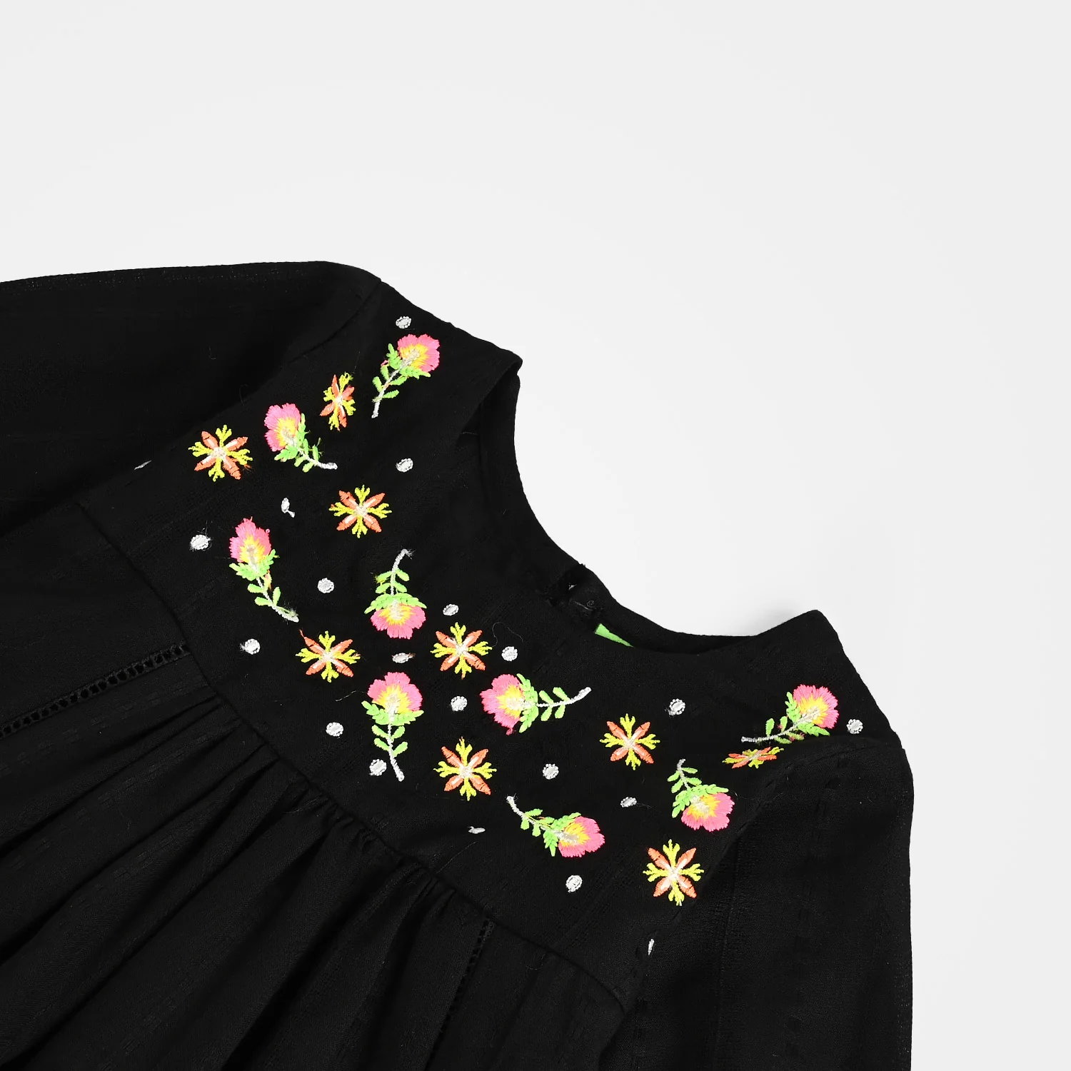 Infant Girls Cotton Emb 2Pcs Splash-BLACK - Image 3