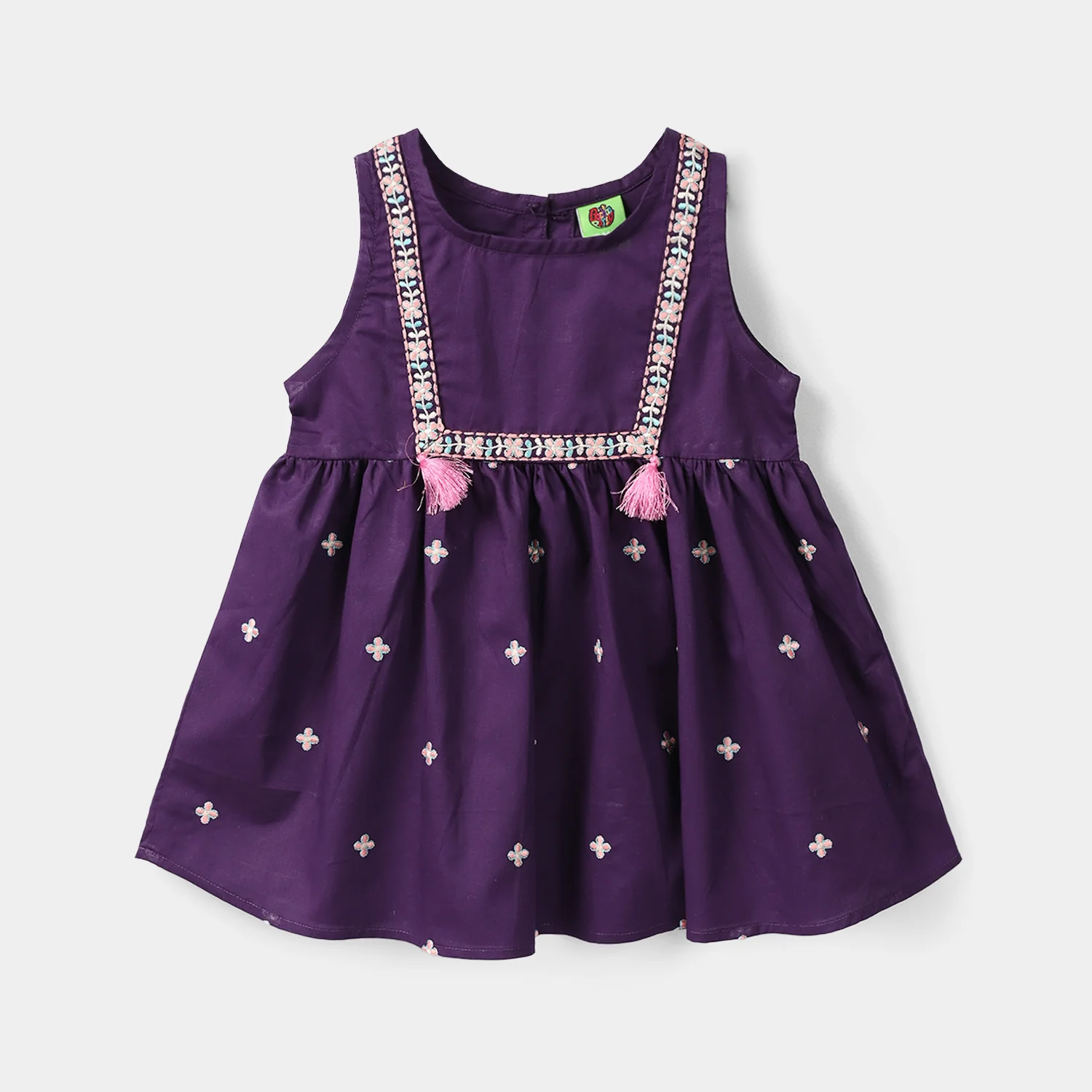 Infant Girls Cotton Embroidered 2-Piece Set (Zewar) - Purple - Image 2