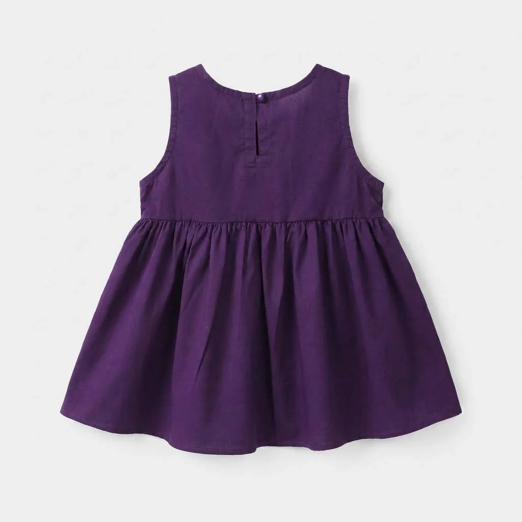 Infant Girls Cotton Embroidered 2-Piece Set (Zewar) - Purple - Image 4