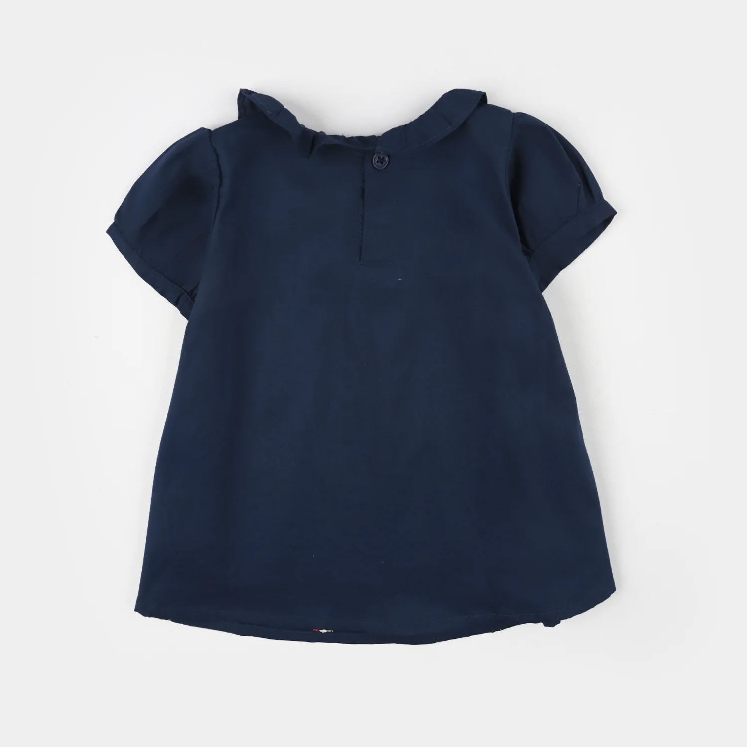 Infant Girls Cotton Embroidered Top (Blue Birds) - Navy Blue - Image 4