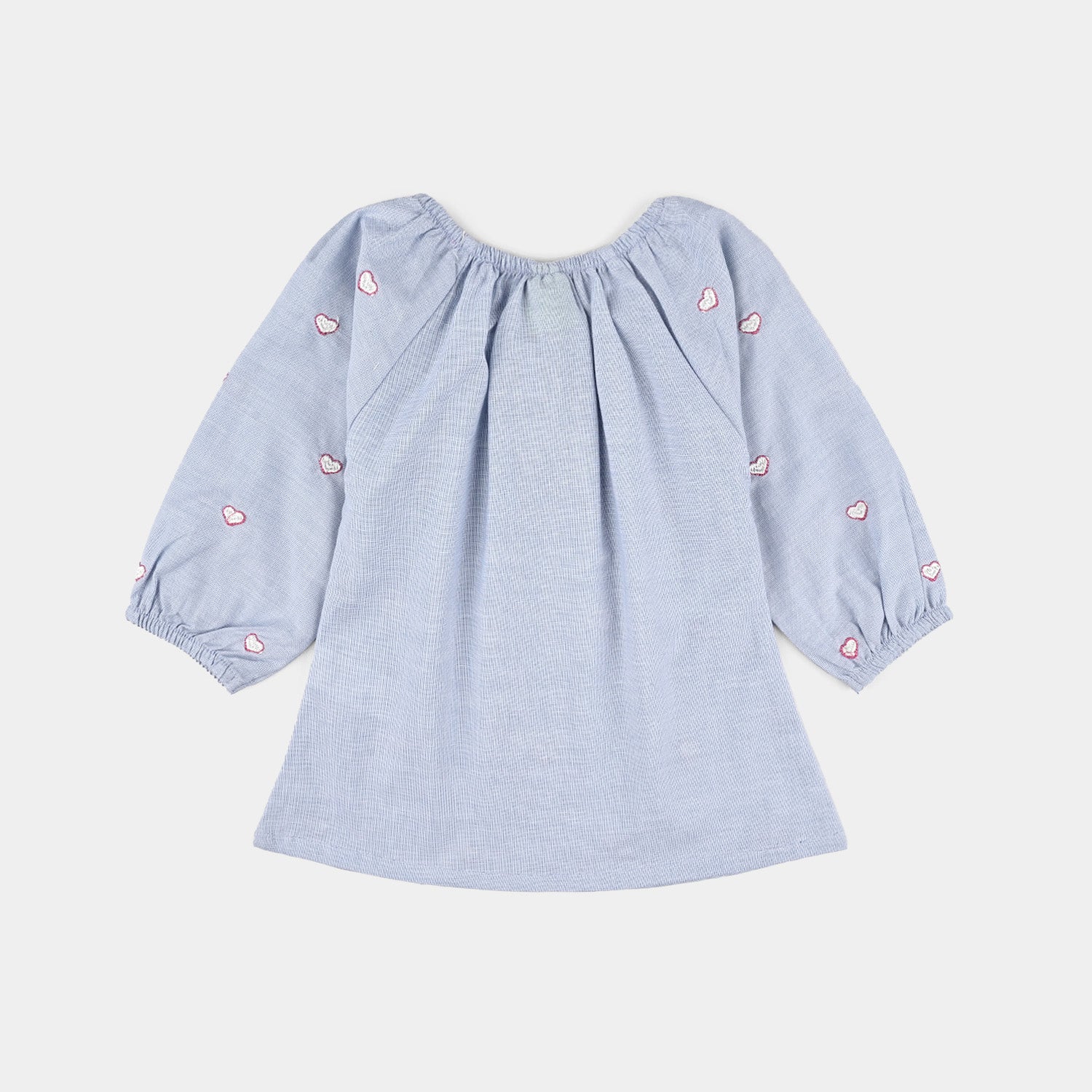 Infant Girls Cotton Emb Top Blue Scalloped-BLUE - Image 3