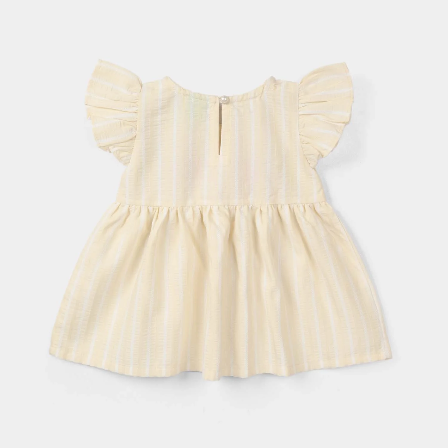 Infant Girls Cotton Embroidered Top - Lemon - Image 4