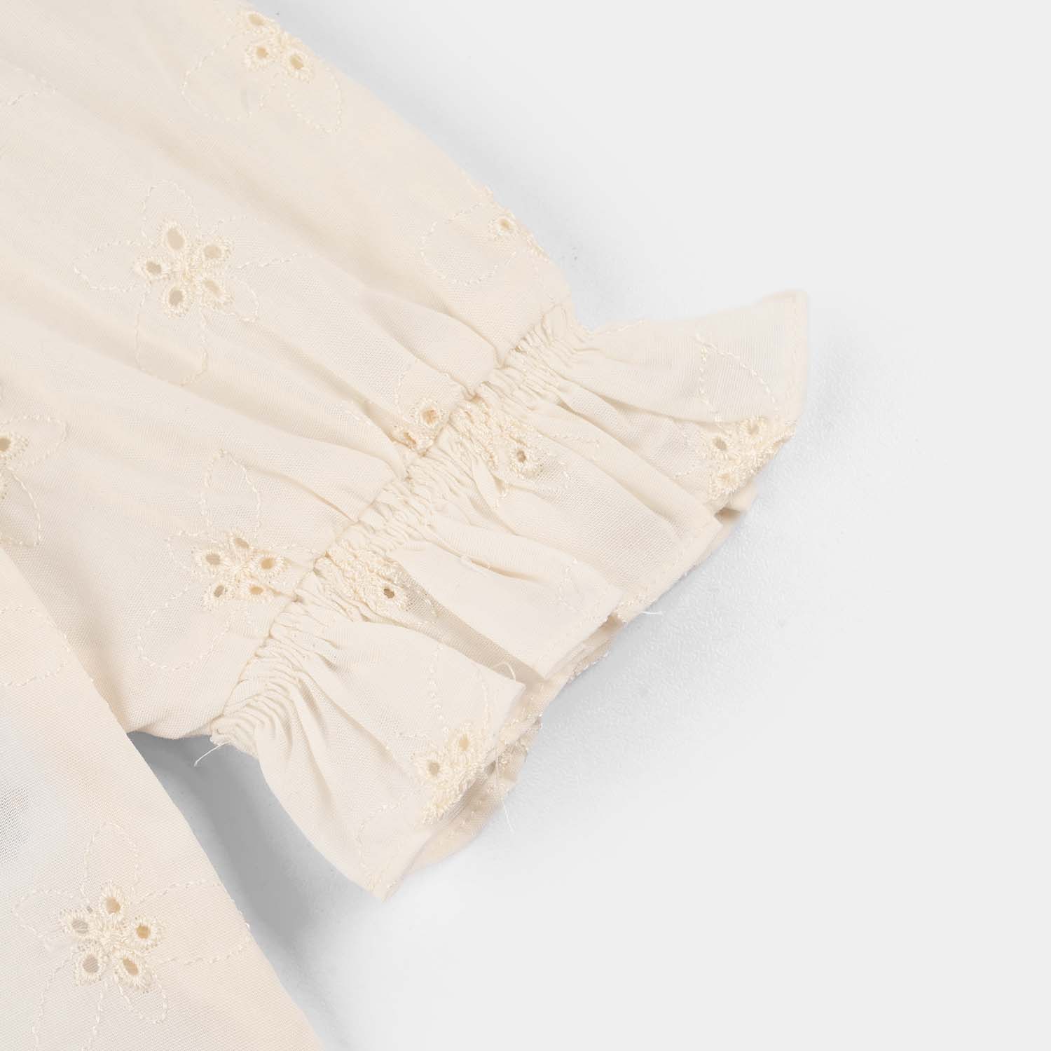 Infant Girls Cotton Embroidered Top (Galaxy) - Off White - Image 3