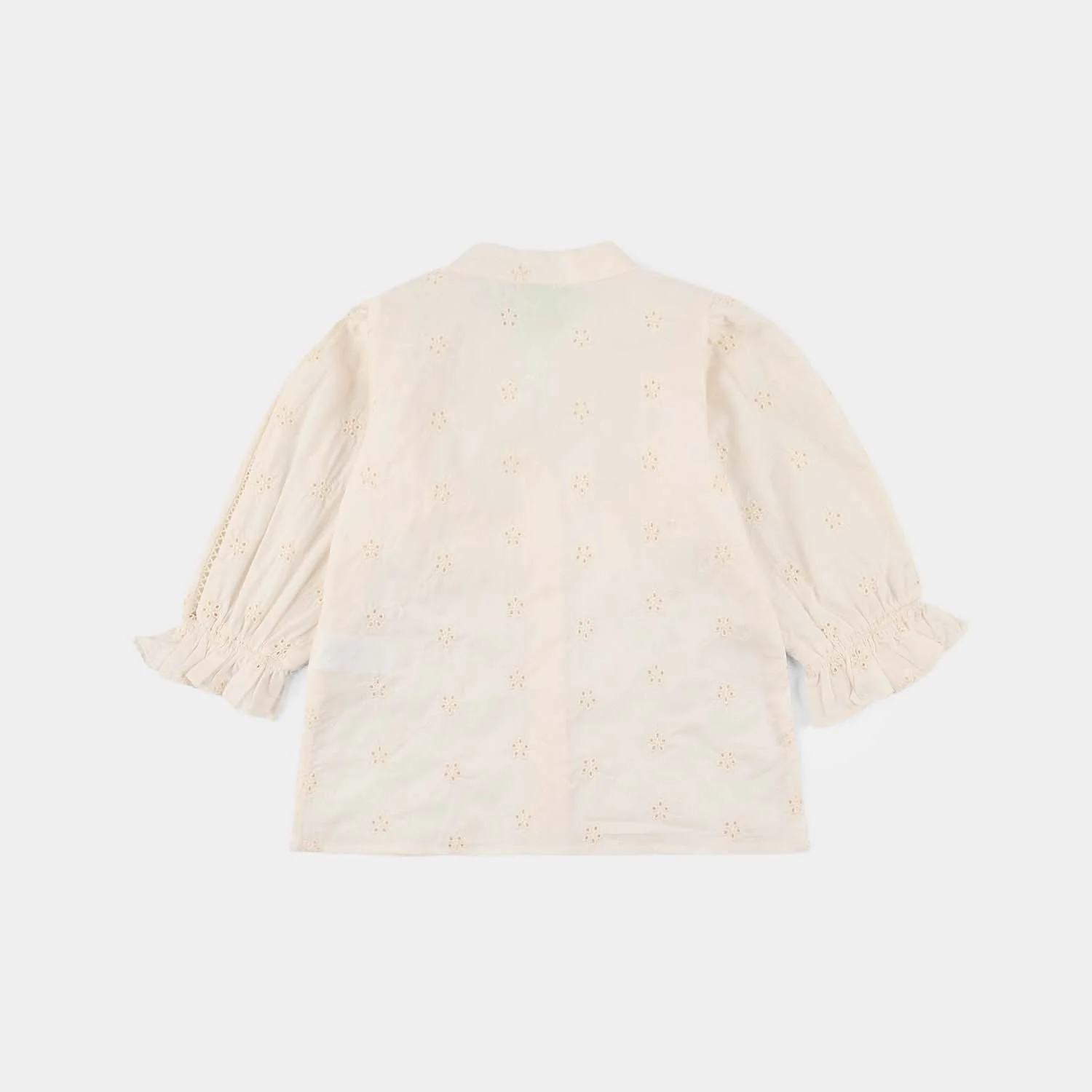 Infant Girls Cotton Embroidered Top (Galaxy) - Off White - Image 4