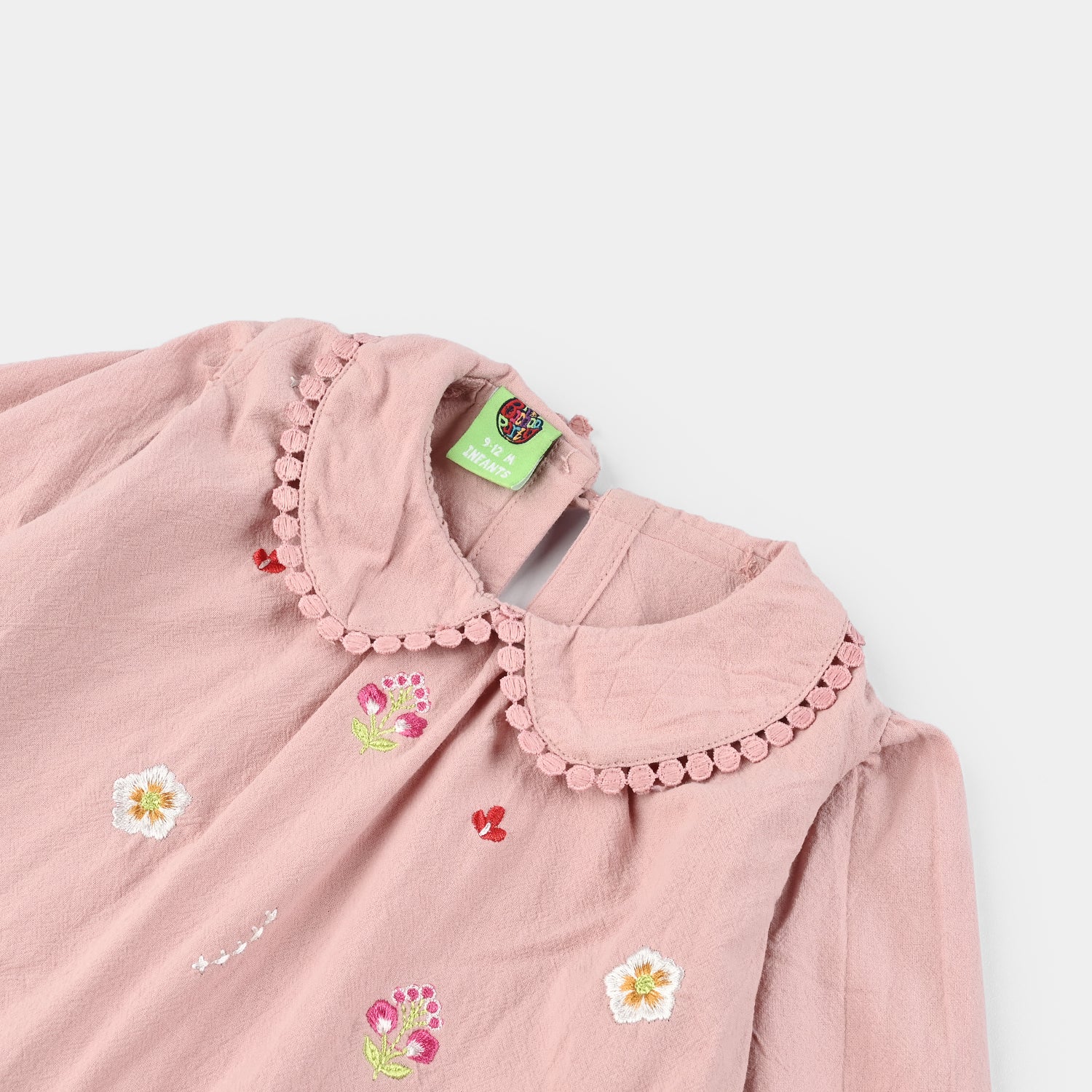 Infant Girls Cotton Emb Top Peter Pan-Pink - Image 2