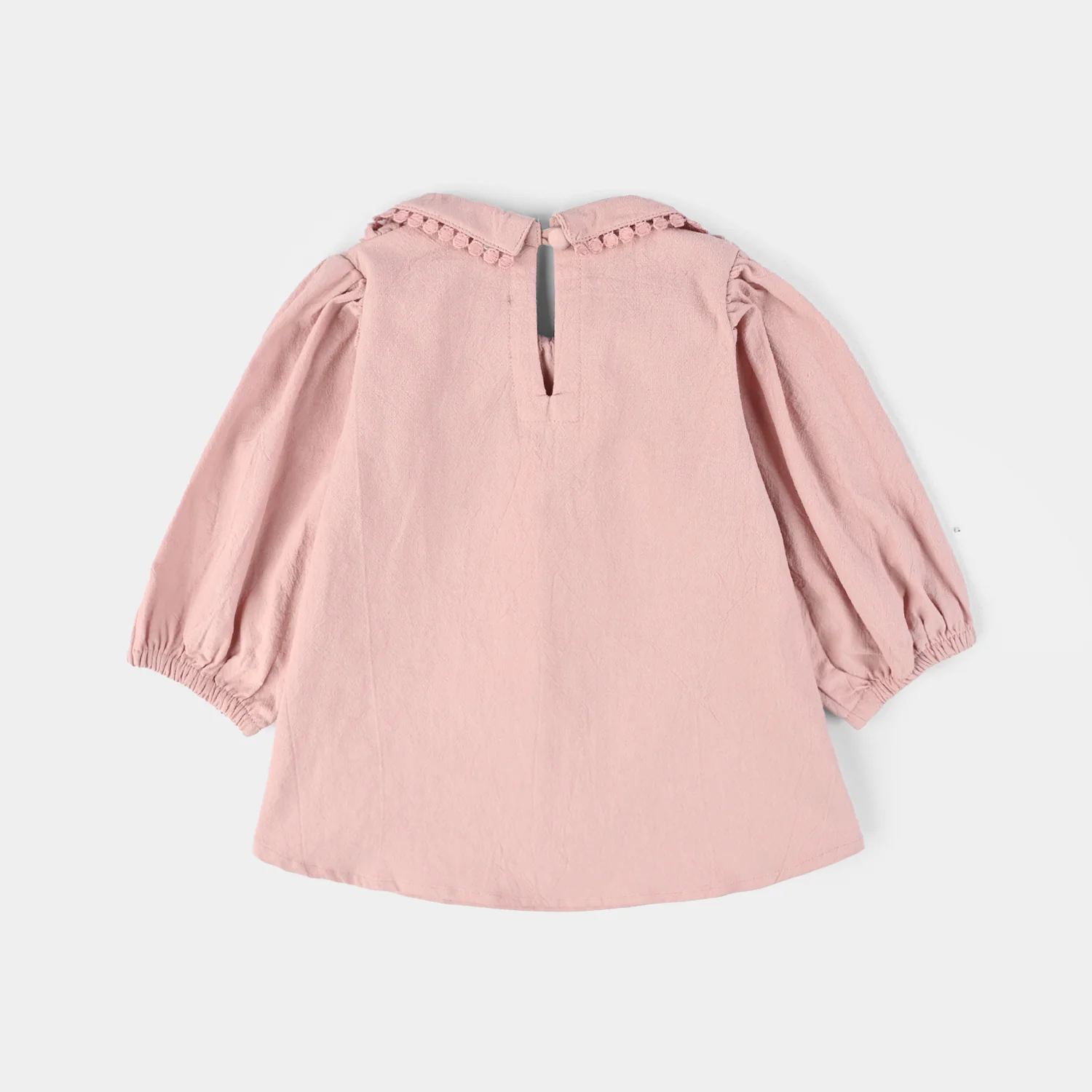 Infant Girls Cotton Emb Top Peter Pan-Pink - Image 3