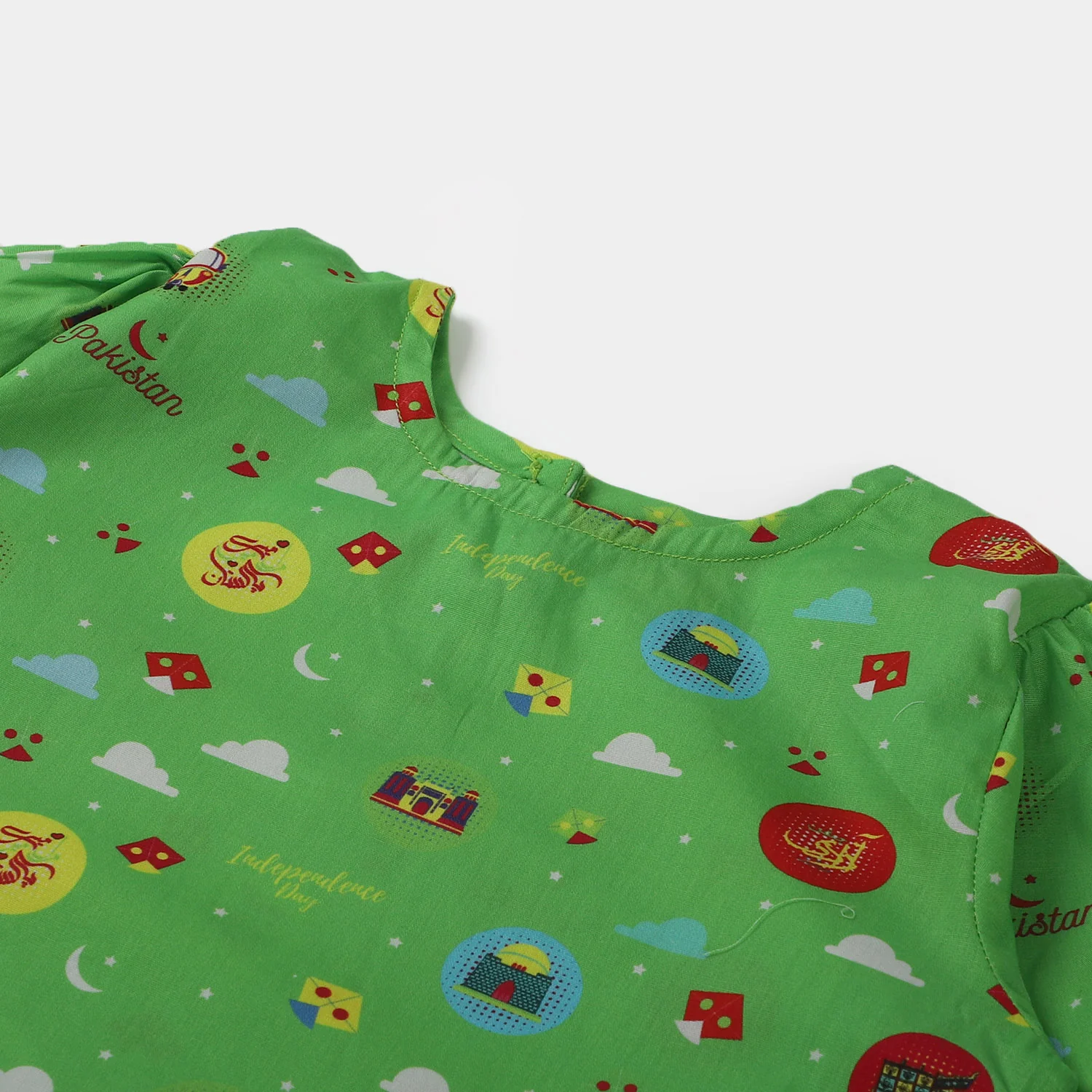 Infant Girls Cotton Independence Co-ord Set Hamari Sawari - Green - Image 2