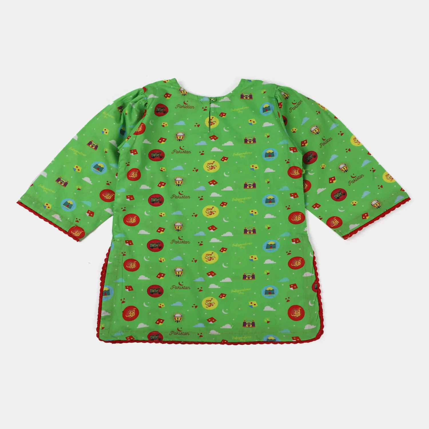 Infant Girls Cotton Independence Co-ord Set Hamari Sawari - Green - Image 3