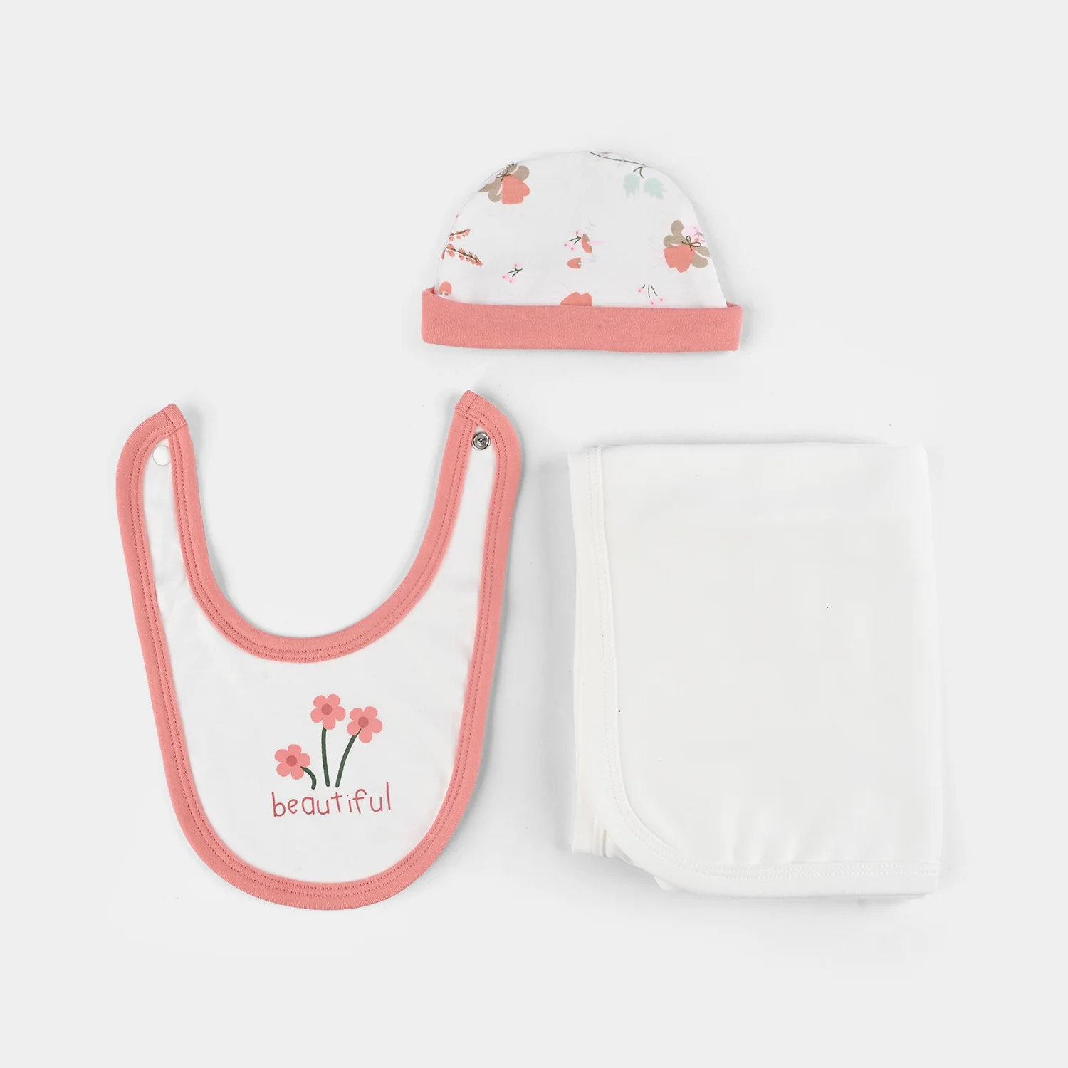 Infant Girls Cotton Interlock 5 PC Set-Pink/White/Green - Image 2