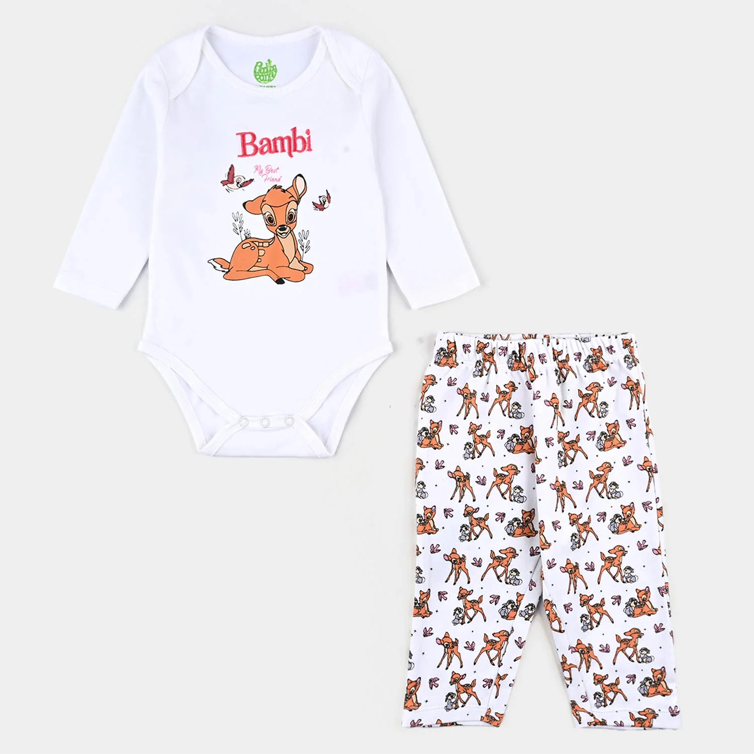 Infant Girls Cotton Interlock Bambi 4 Piece Set- WHITE - Image 2