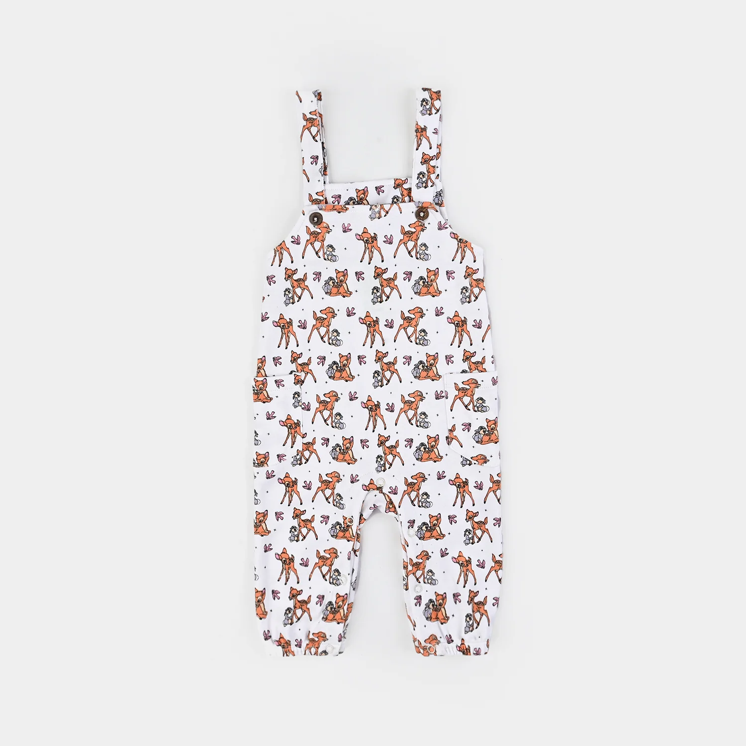 Infant Girls Cotton Interlock Dangri + Tee - White/Pink - Image 5