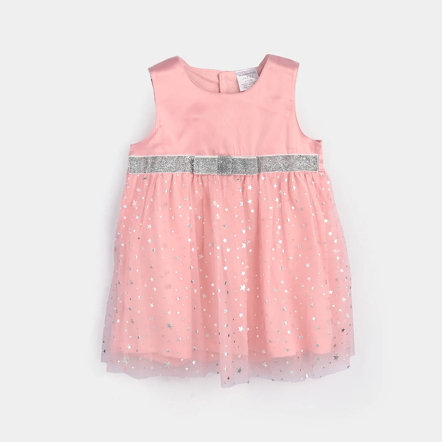 Infant Girls Cotton Interlock Frock Fancy-Grey/Pink - Image 4
