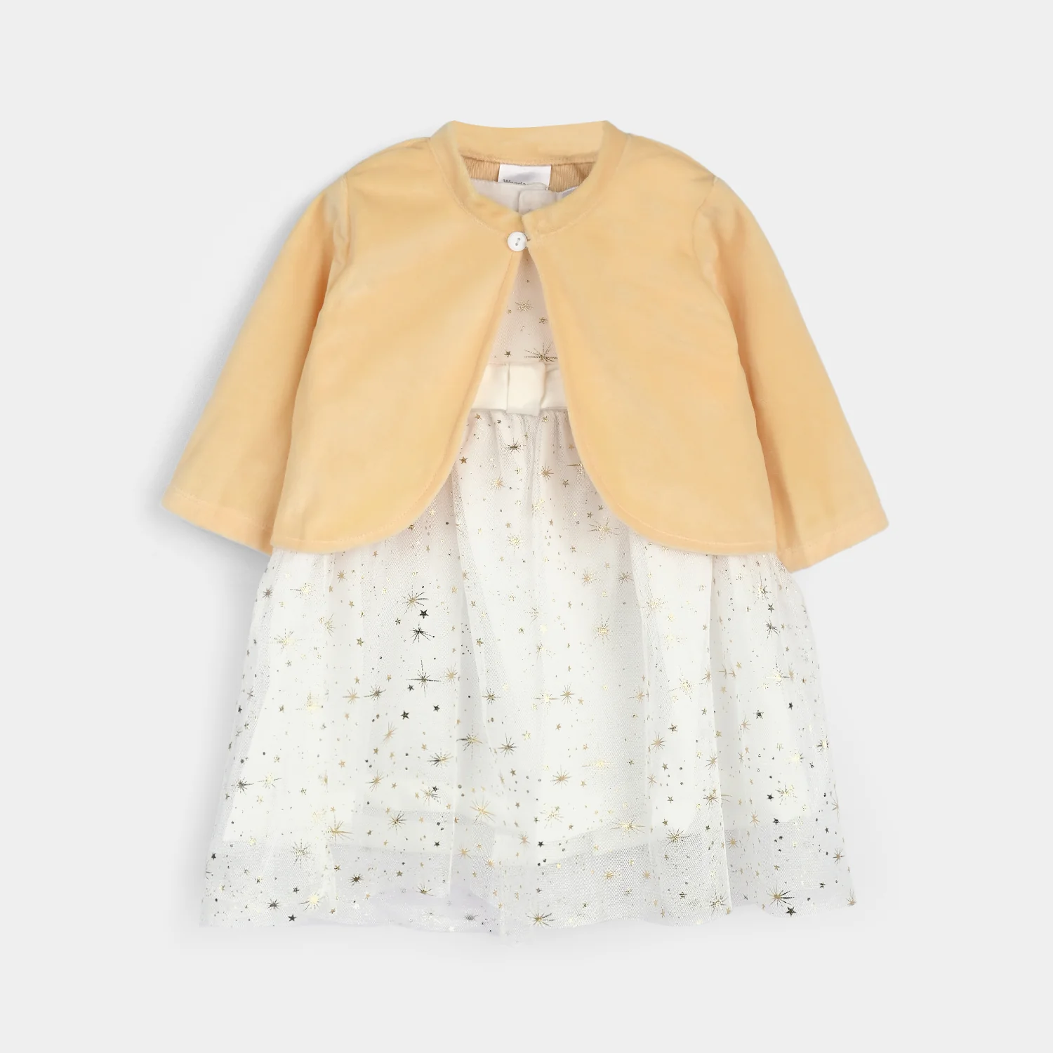 Infant Girls Frock Fancy Suit-Yellow/White - Image 2