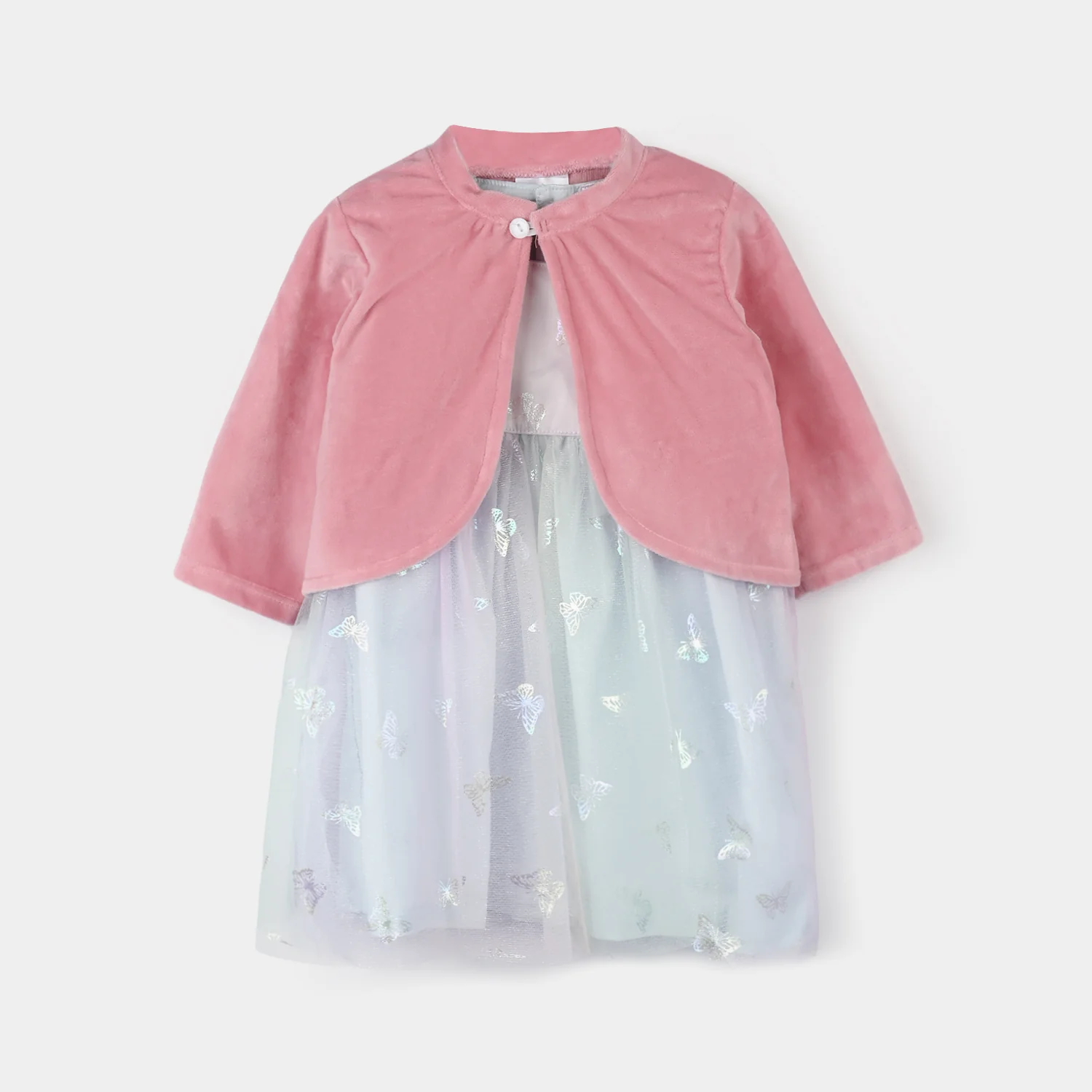 Infant Girls Frock Fancy Suit-Multi/Pink - Image 4