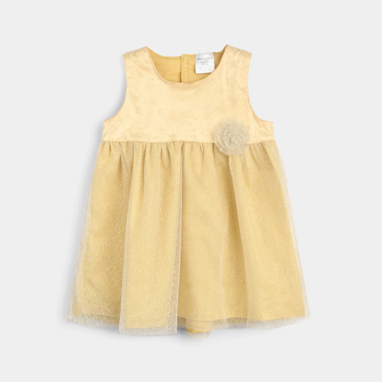 Infant Girls Fancy Frock Suit-Yellow/Navy - Image 4