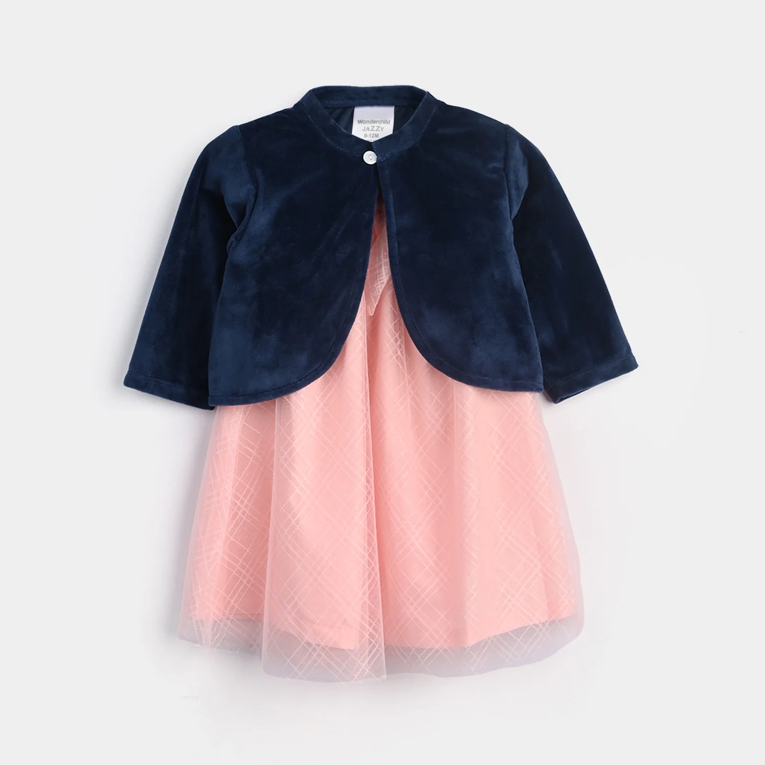 Infant Girls Fancy Suit-Navy/Pink - Image 2