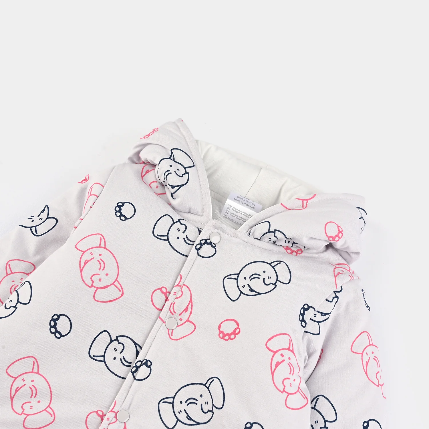 Infant Girls Cotton Interlock Romper-White/Pink - Image 2