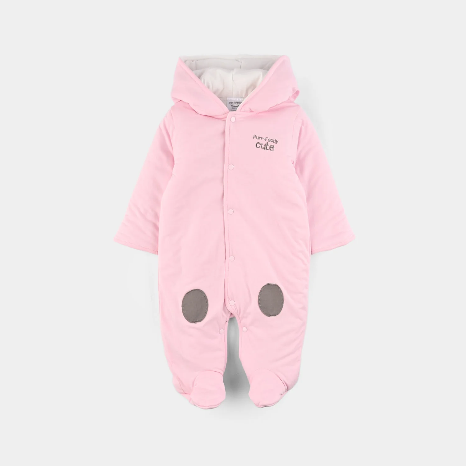 Infant Girls Cotton Interlock Romper - Light Pink