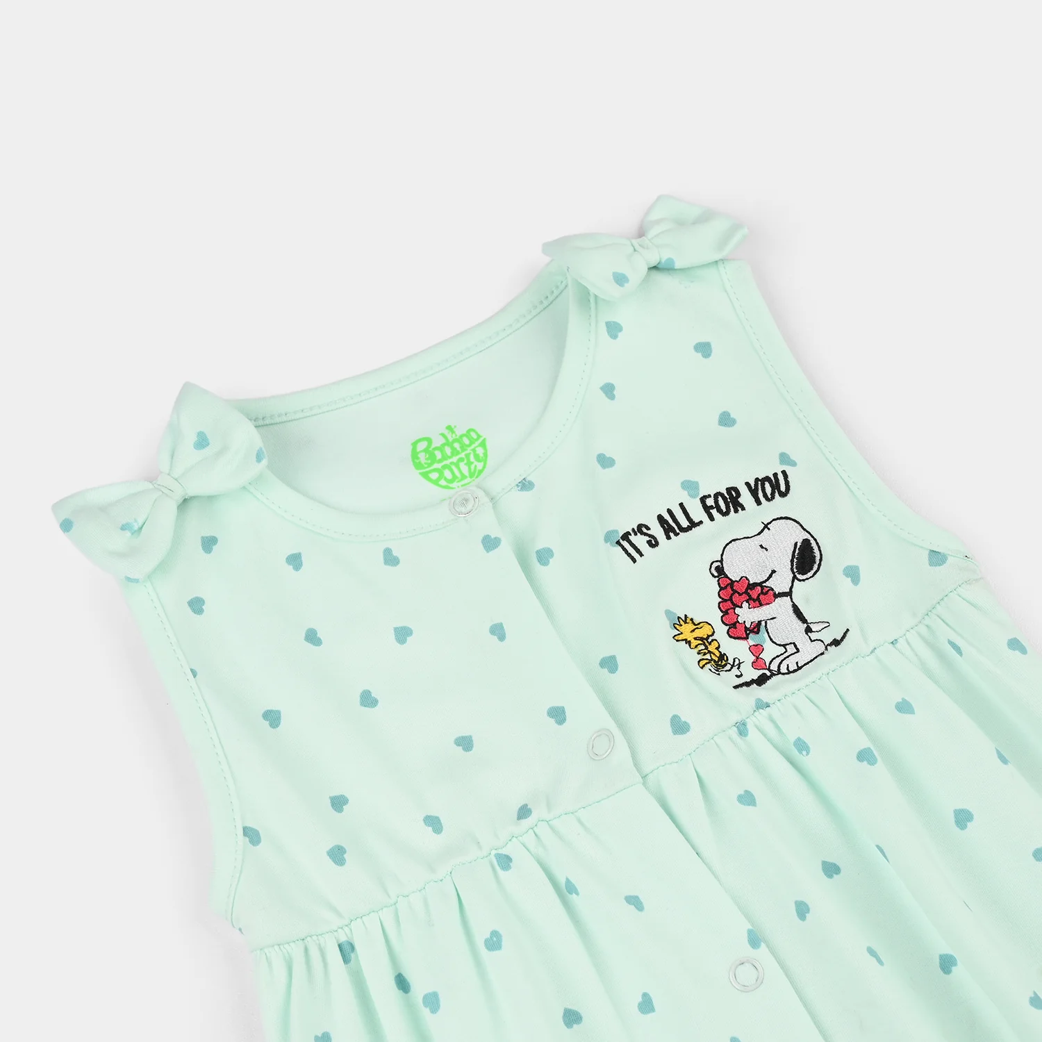 Infant Girls Cotton Interlock Romper- Blue - Image 2
