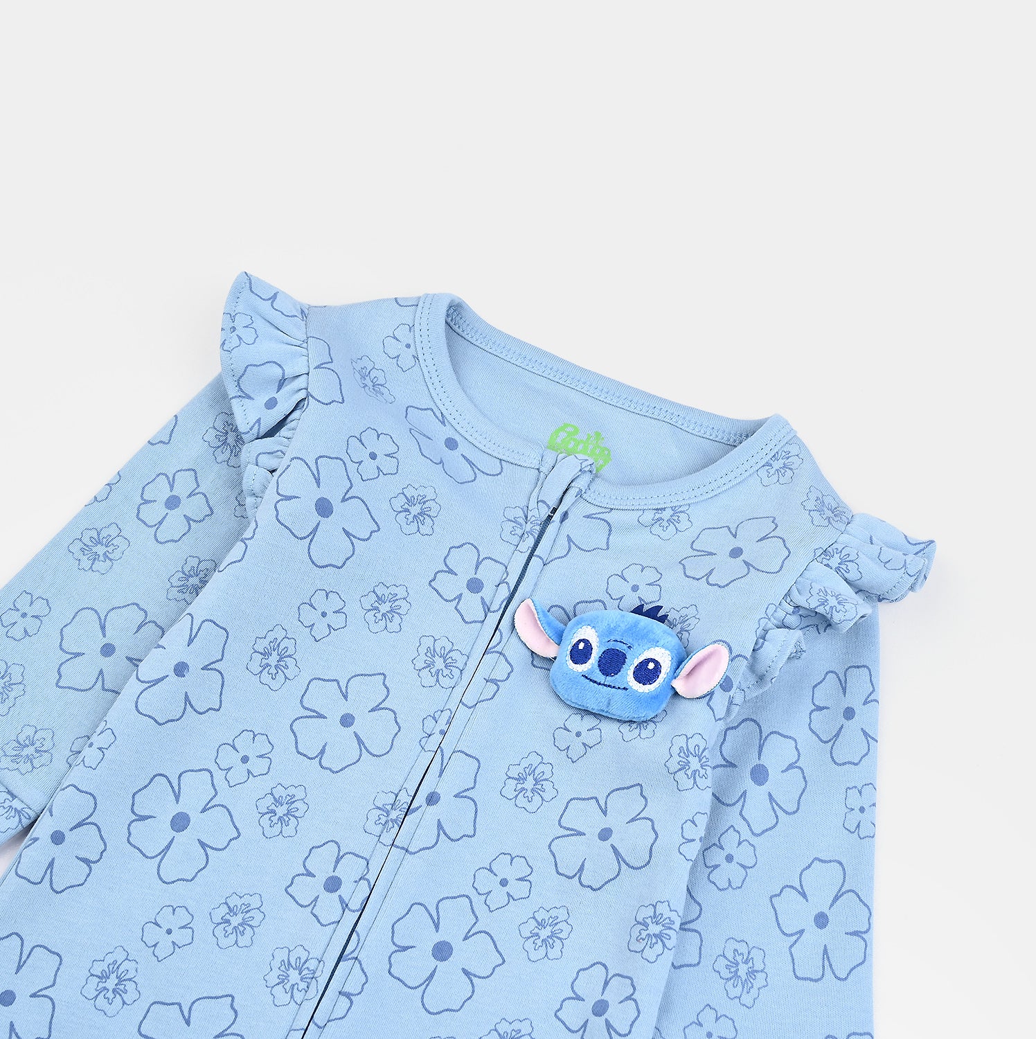 Infant Girls Cotton Interlock Romper STITCH-Blue - Image 2
