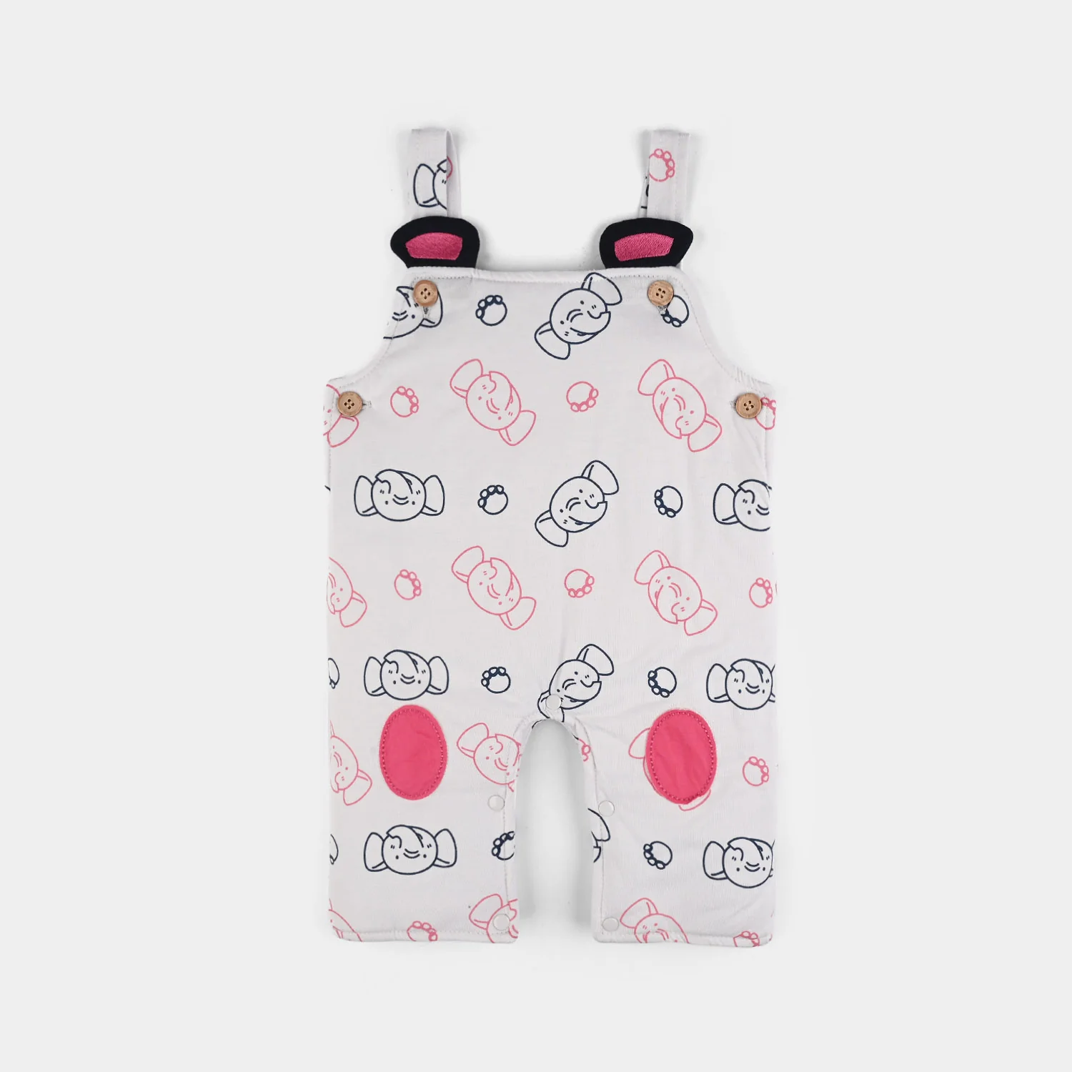 Infant Girls Cotton Interlock Suit-White/Navy - Image 3