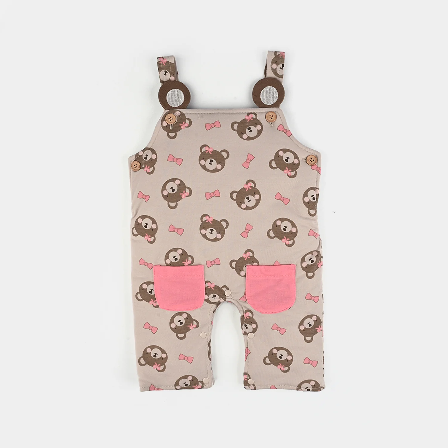 Infant Girls Cotton Interlock Suit-Pink/Beige - Image 3
