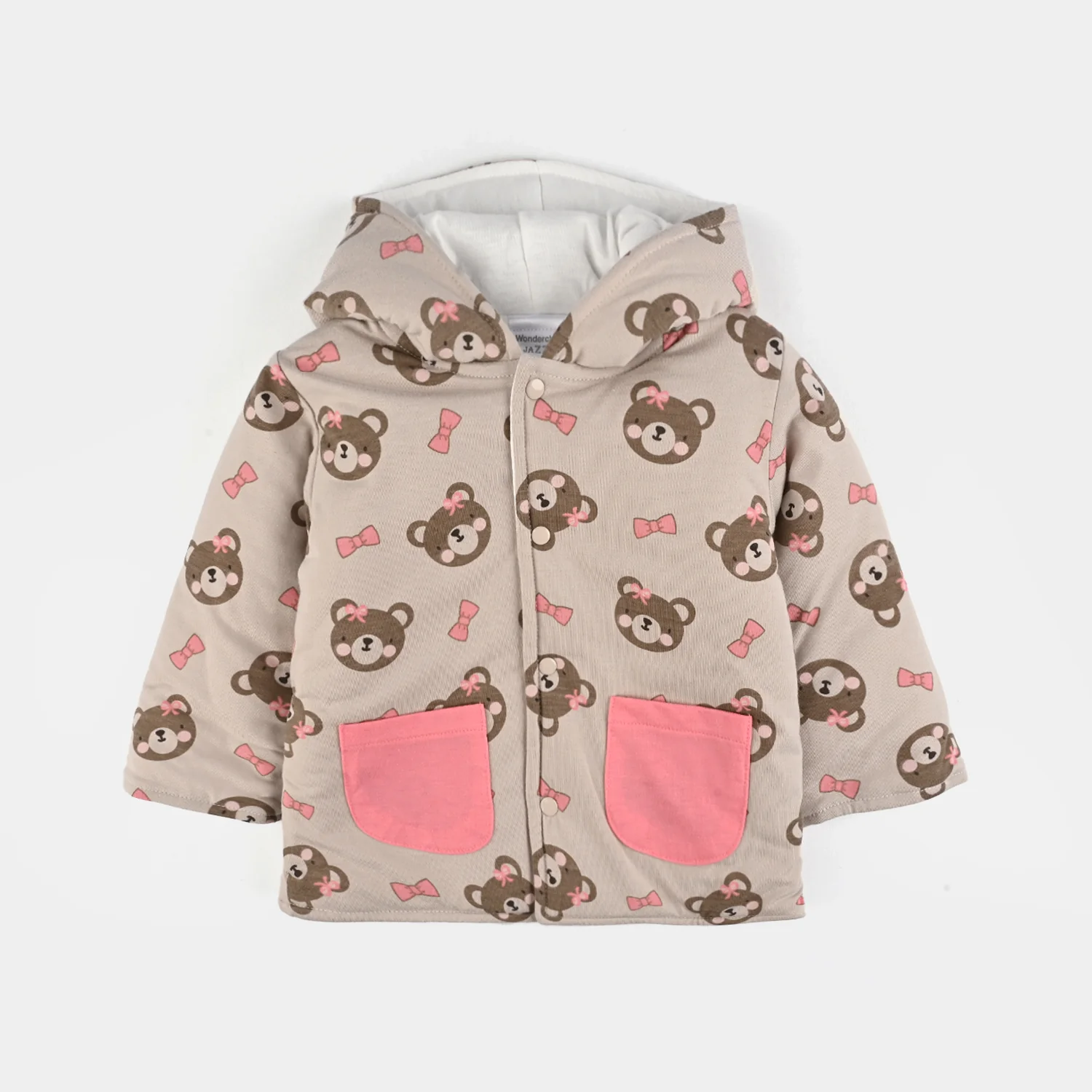 Infant Girls Cotton Interlock Suit-Beige/Pink - Image 2