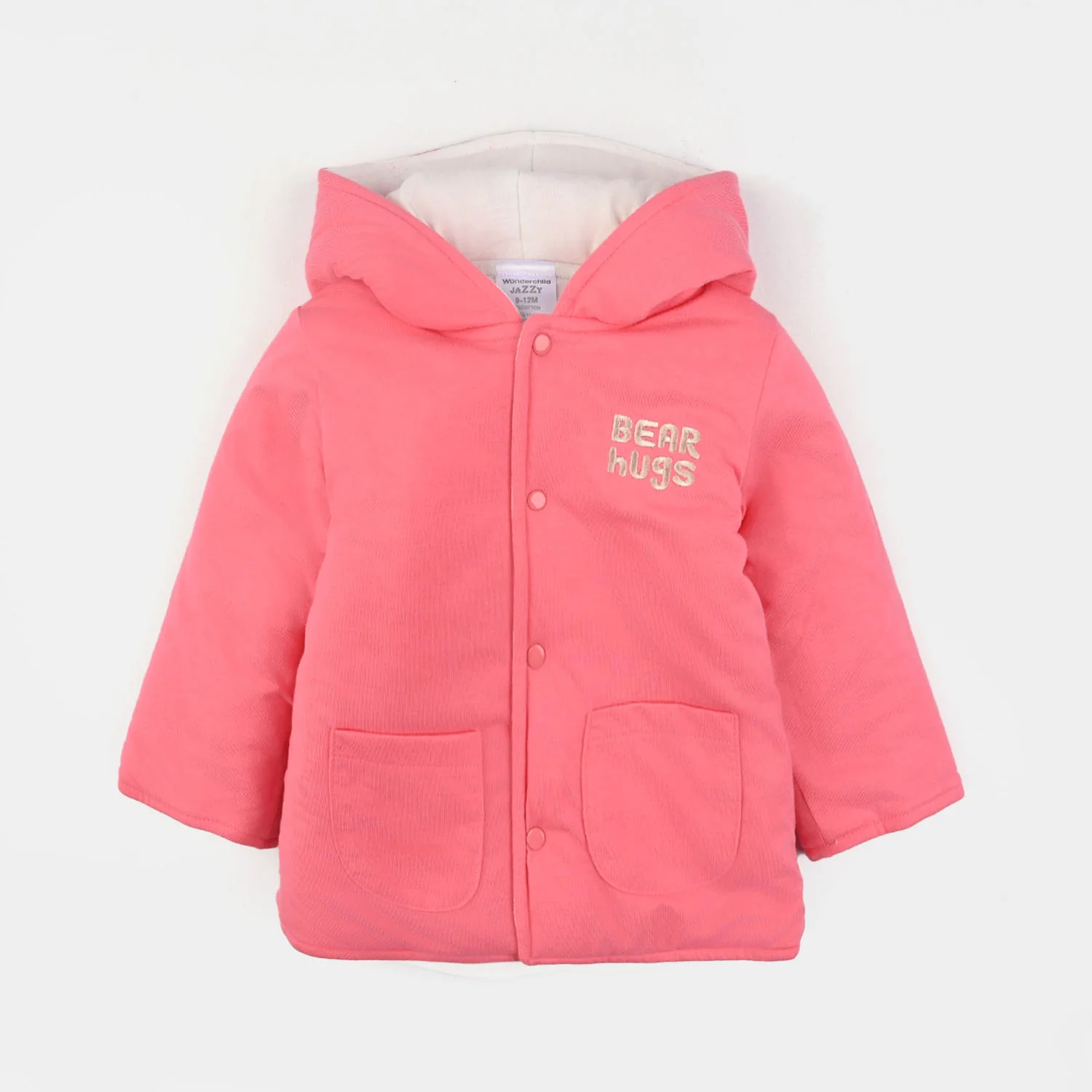 Infant Girls Cotton Interlock Suit-Beige/Pink - Image 2