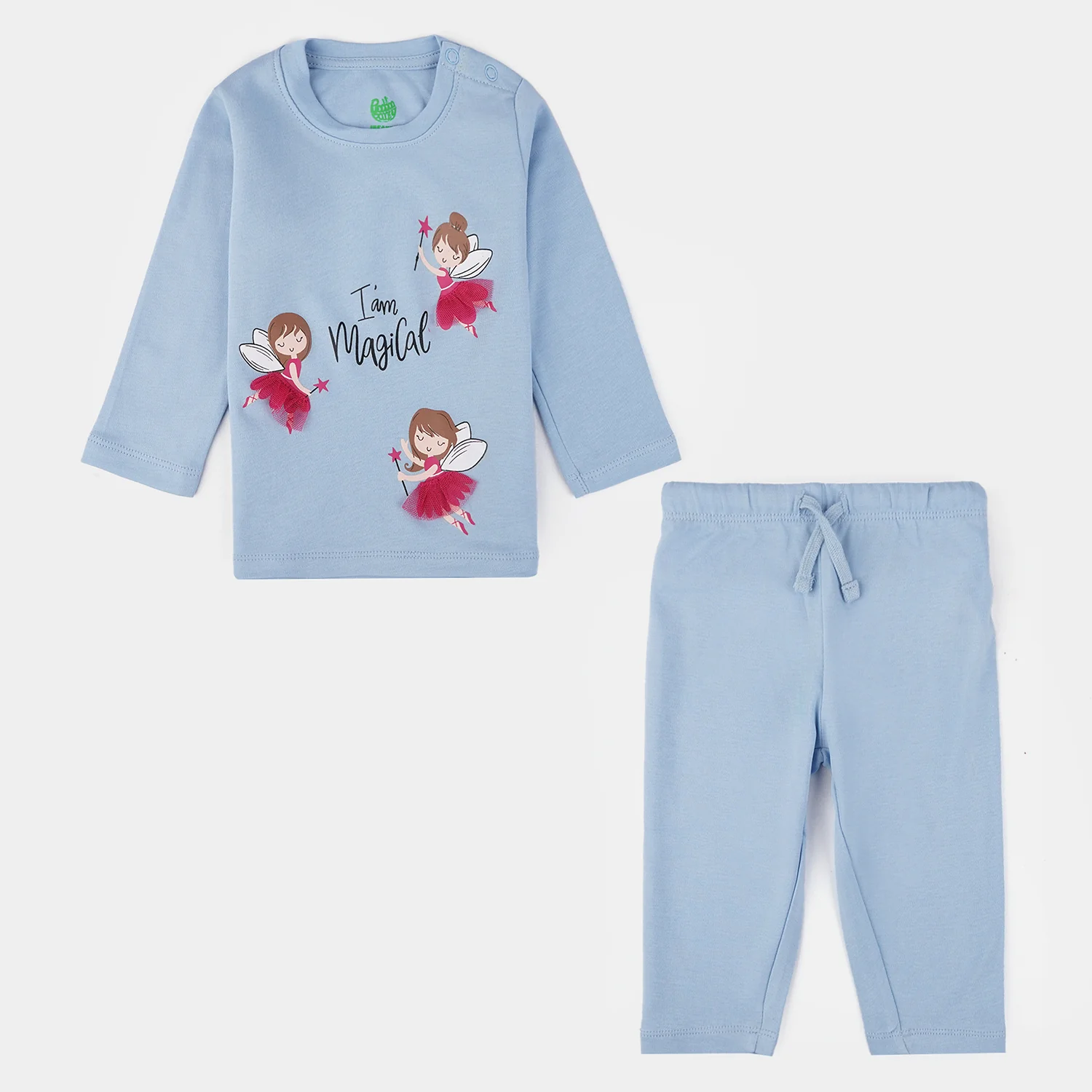 Infant Girls Cotton Interlock Suit LITTLE FAIRY-Powder Blue - Image 3