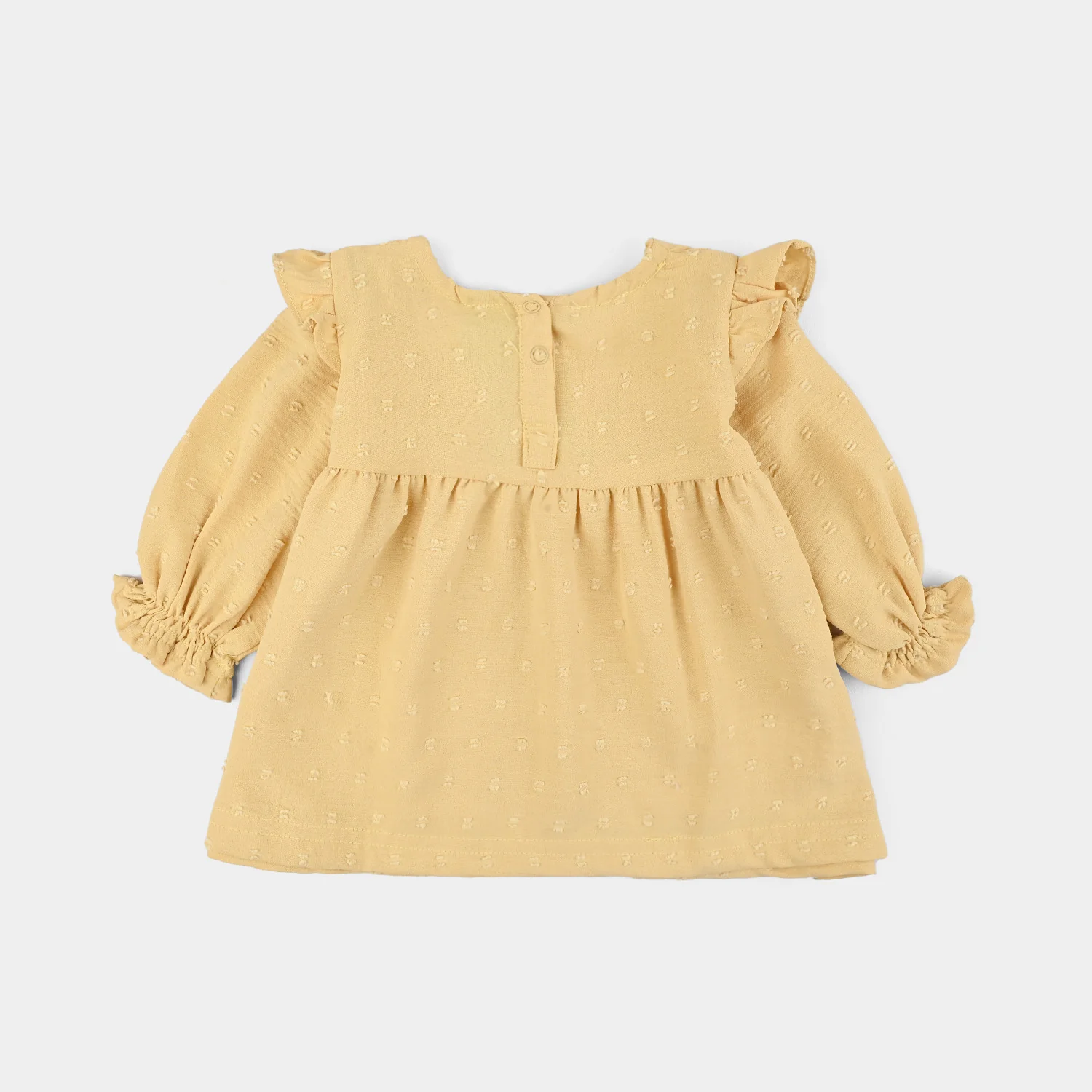 Infant Girls Cotton Jacquard 2 Pc Suit-Bloom Hues-Yellow - Image 3