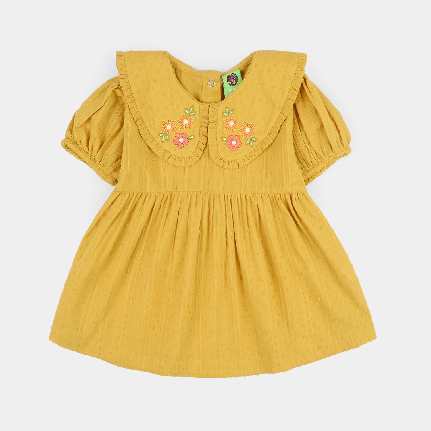 Infant Girls Cotton Jacquard 2 Pc Suit - Mustard - Image 5