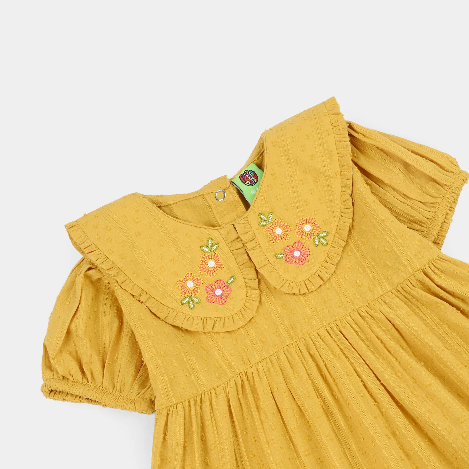 Infant Girls Cotton Jacquard 2 Pc Suit - Mustard - Image 6
