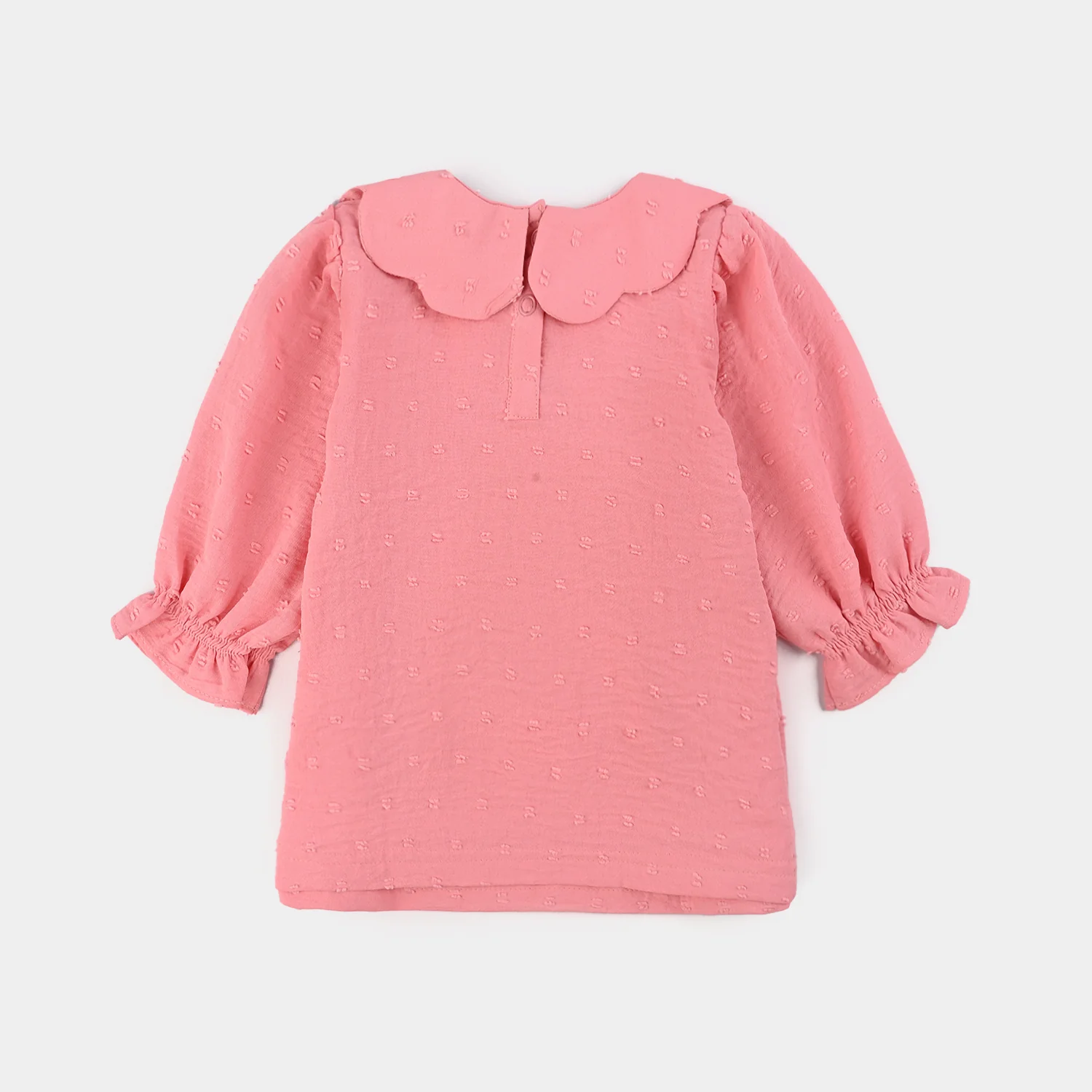 Infant Girls Cotton Jacquard 2 Pc Suit-Pink Dusk-Light Pink - Image 3