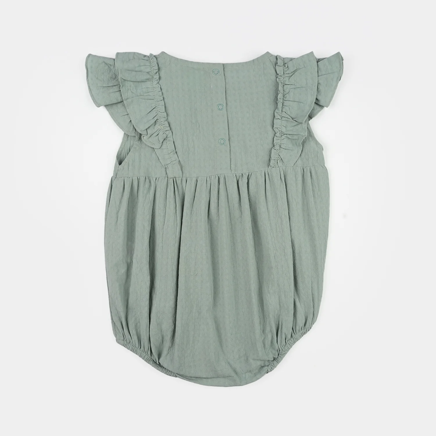 Infant Girls Cotton Jacquard Romper (Bloom Tales) - Green - Image 3