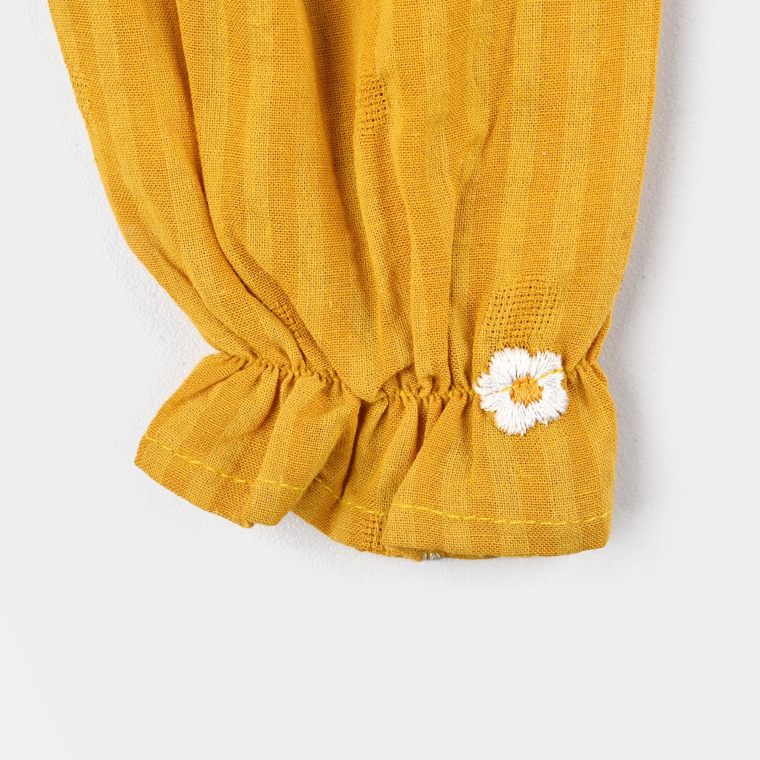 Infant Girls Cotton Jacquard Woven Romper-Orchid Bloom-Yellow - Image 3