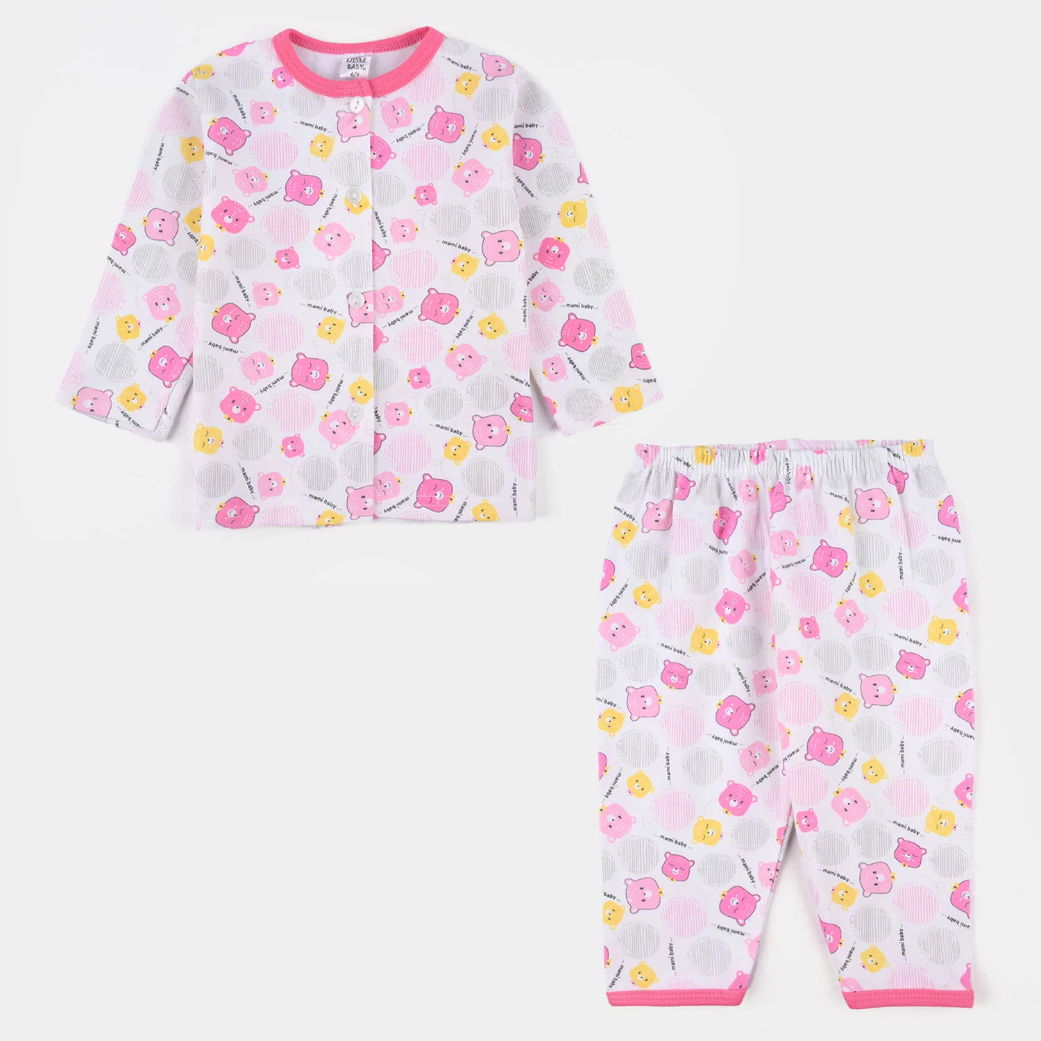 Infant Girls Cotton Jersey Night Suit - Pink