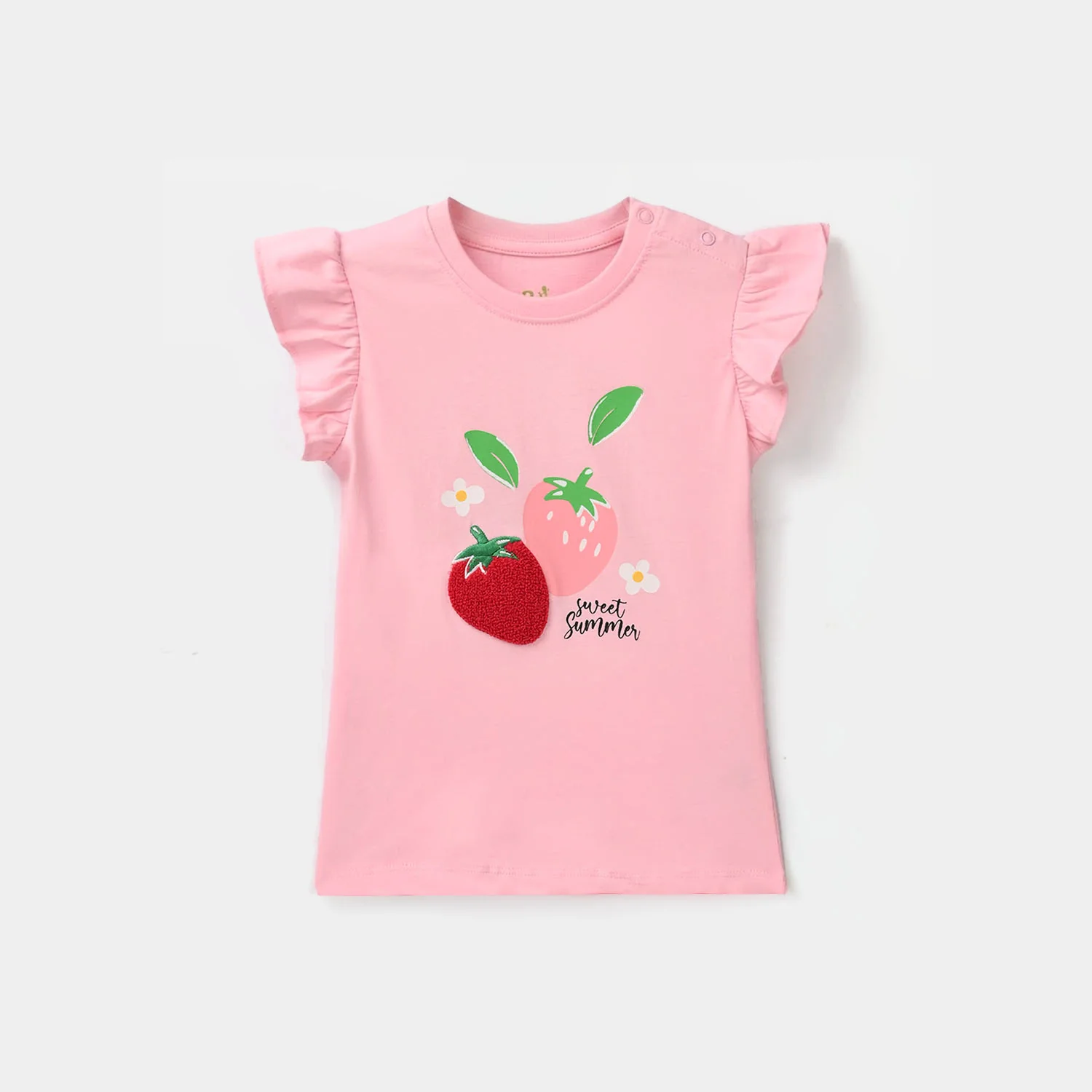 Infant Girls Cotton Jersey T-Shirt - Pink - Image 2
